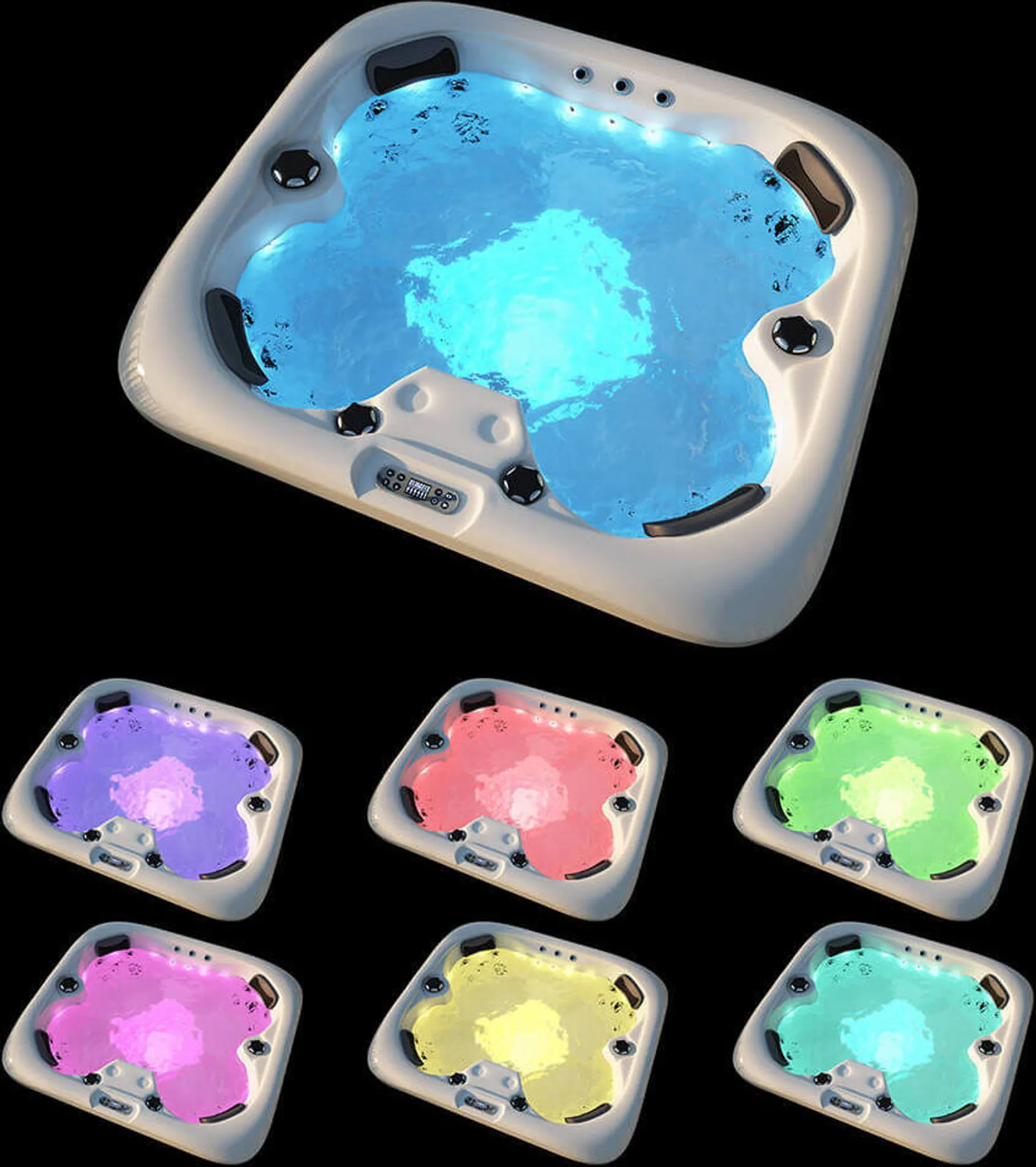 HOME DELUXE - Outdoor Whirlpool - SEA STAR PURE - Maße 180 x 160 x 79 cm - Inkl. Heizung, 19 Massagedüsen und 15 Lichtquellen I Außen Whirlpool Spa für 4 Personen – Bild 8