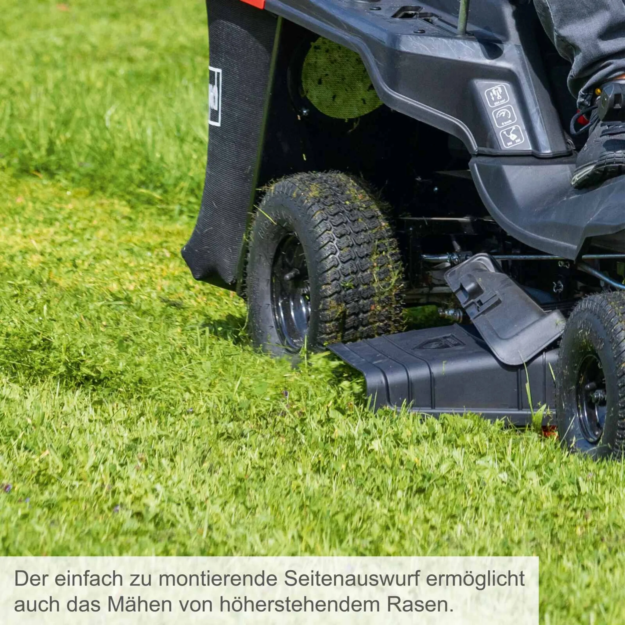 Scheppach MR235-61 Benzin Aufsitzrasenmäher 6PS | 61cm Schnittbreite | 150L Korb | LED | E-Start | 4 Vorwärtsgänge Aufsitzmäher inkl. Öl & Motorhaube – Bild 7