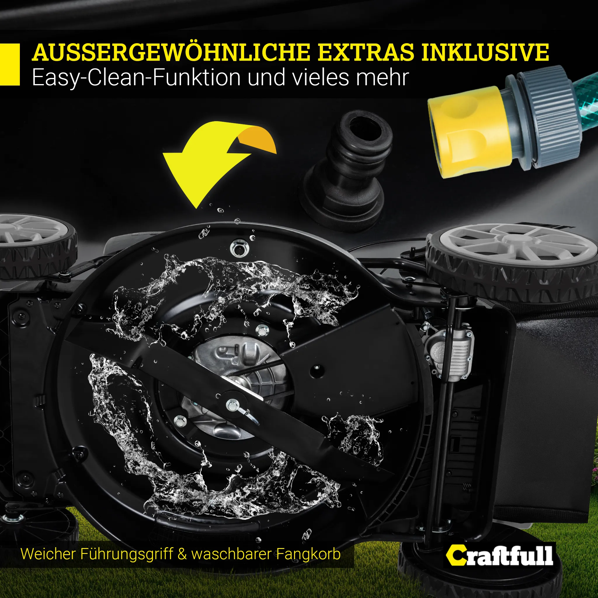 Craftfull Premium Benzin-Rasenmäher CR-196-30 | Selbstfahrantrieb - 53 cm Schnittbreite - 4 in 1 - Mähen - Mulchen - Heck- & Seitenauswurf - klappbar – Bild 7