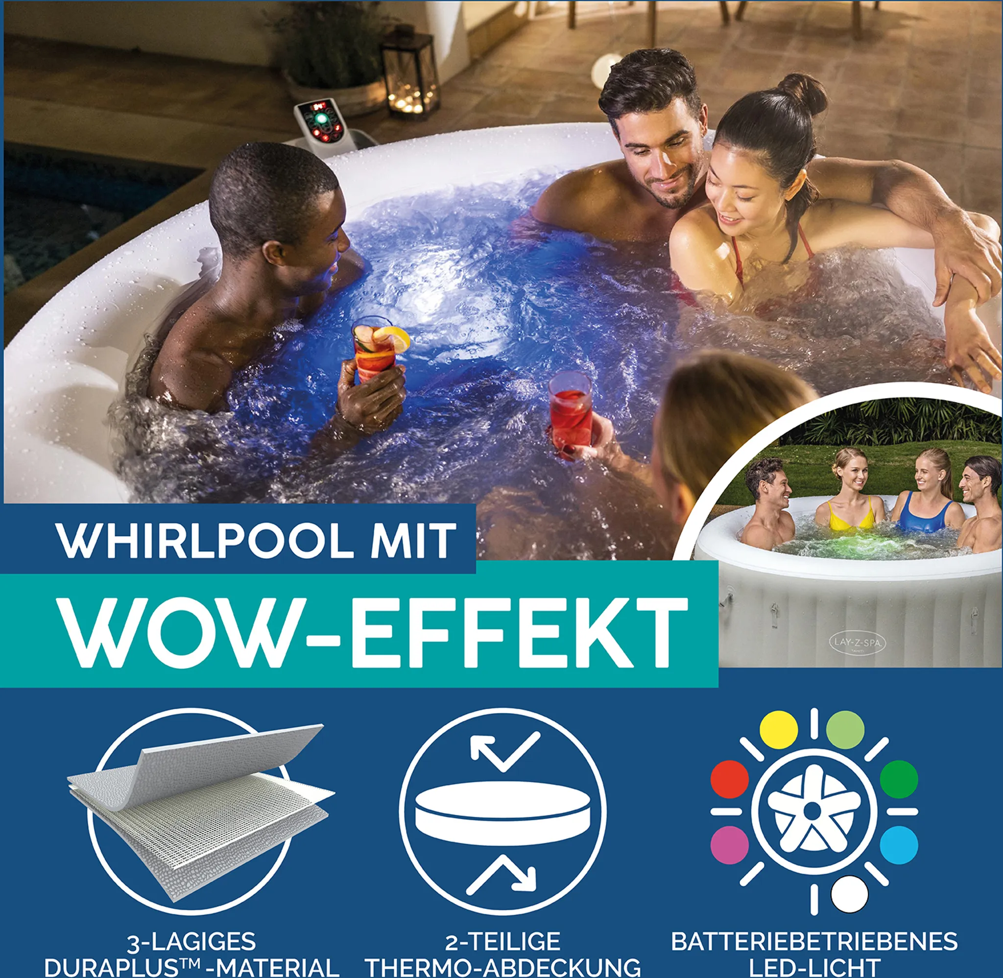 Bestway® LAY-Z-SPA® Whirlpool Tahiti AirJet™ Ø 180 x 66 cm, rund – Bild 4