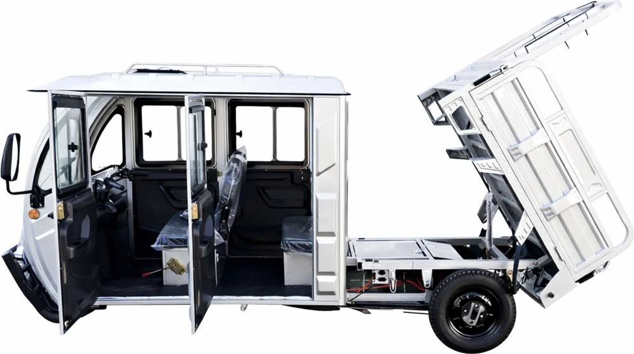 Elektro Lastendreirad Urban Hopper Cargo Volt Pro Twin mit Doppelkabine 2-Sitzer Elektro Tuk Tuk, Steuerung:Lenker, Geschwindigkeit:25 km/h, Farbe:Rot – Bild 8