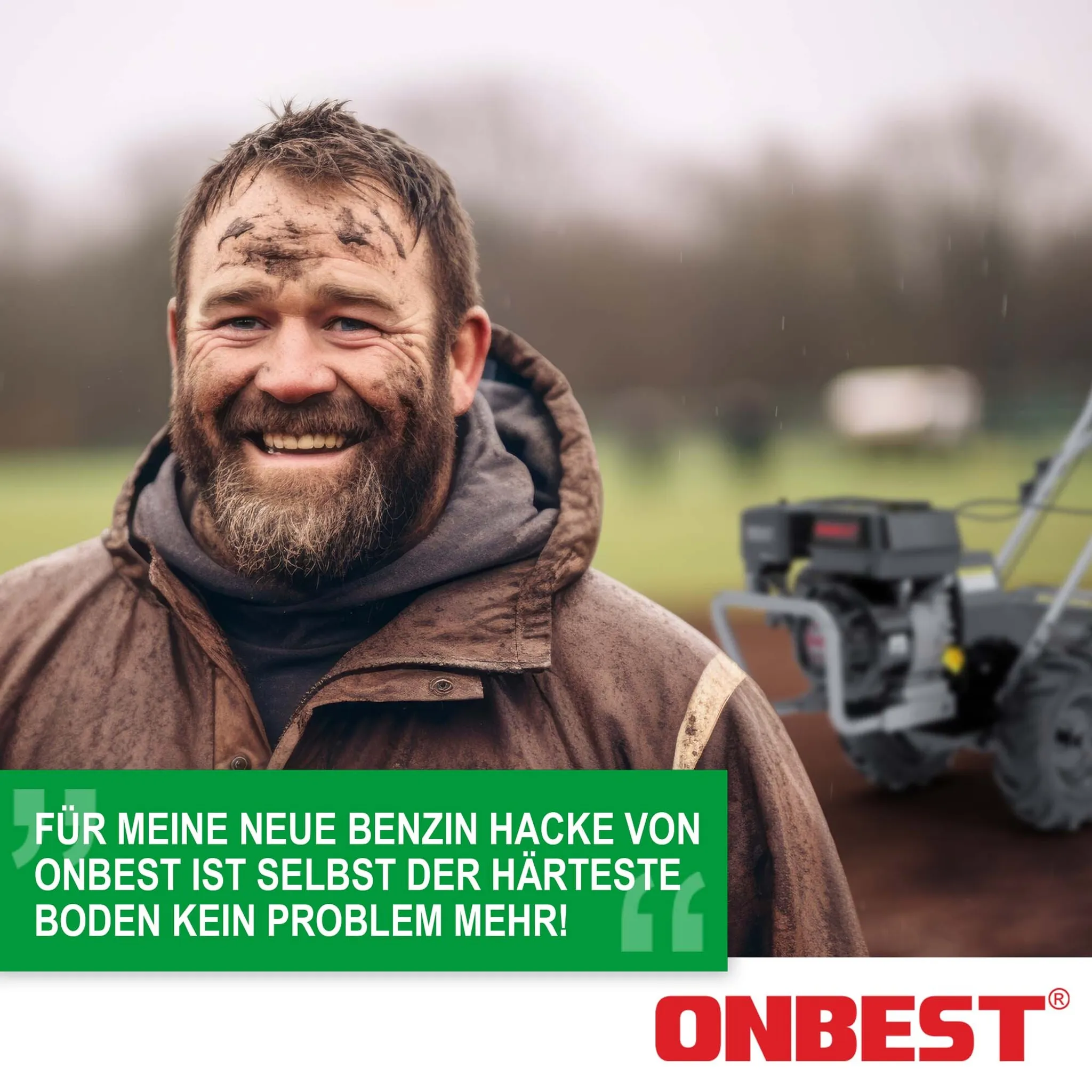 ONBEST Gartenfräse Benzin T4150 | 53 cm Arbeitsbreite | 5,6 PS | 35 cm Arbeitstiefe | 12 Hackmesser – Bild 10