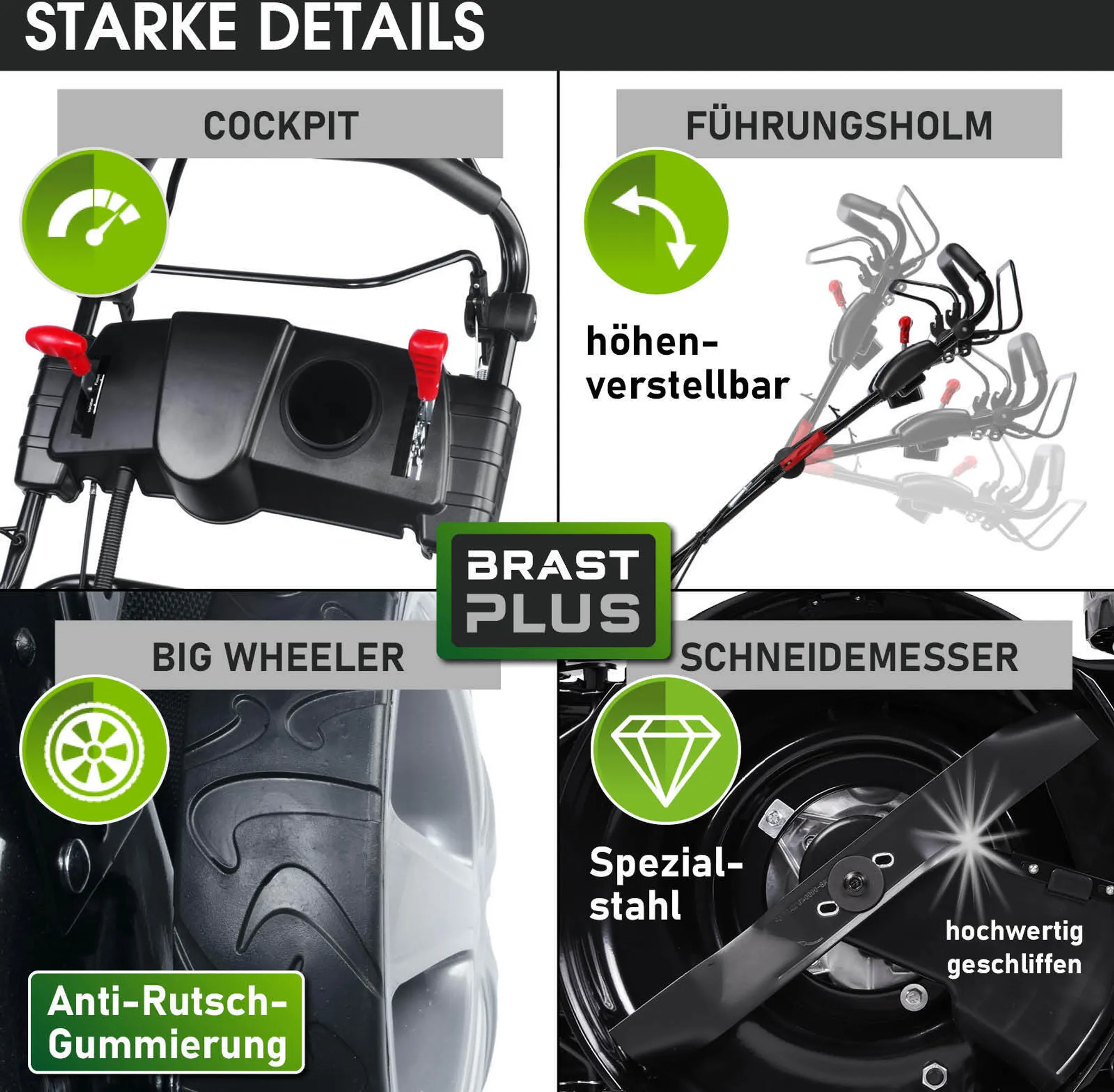 BRAST Benzin Rasenmäher 21224 Trike E-START – Bild 6