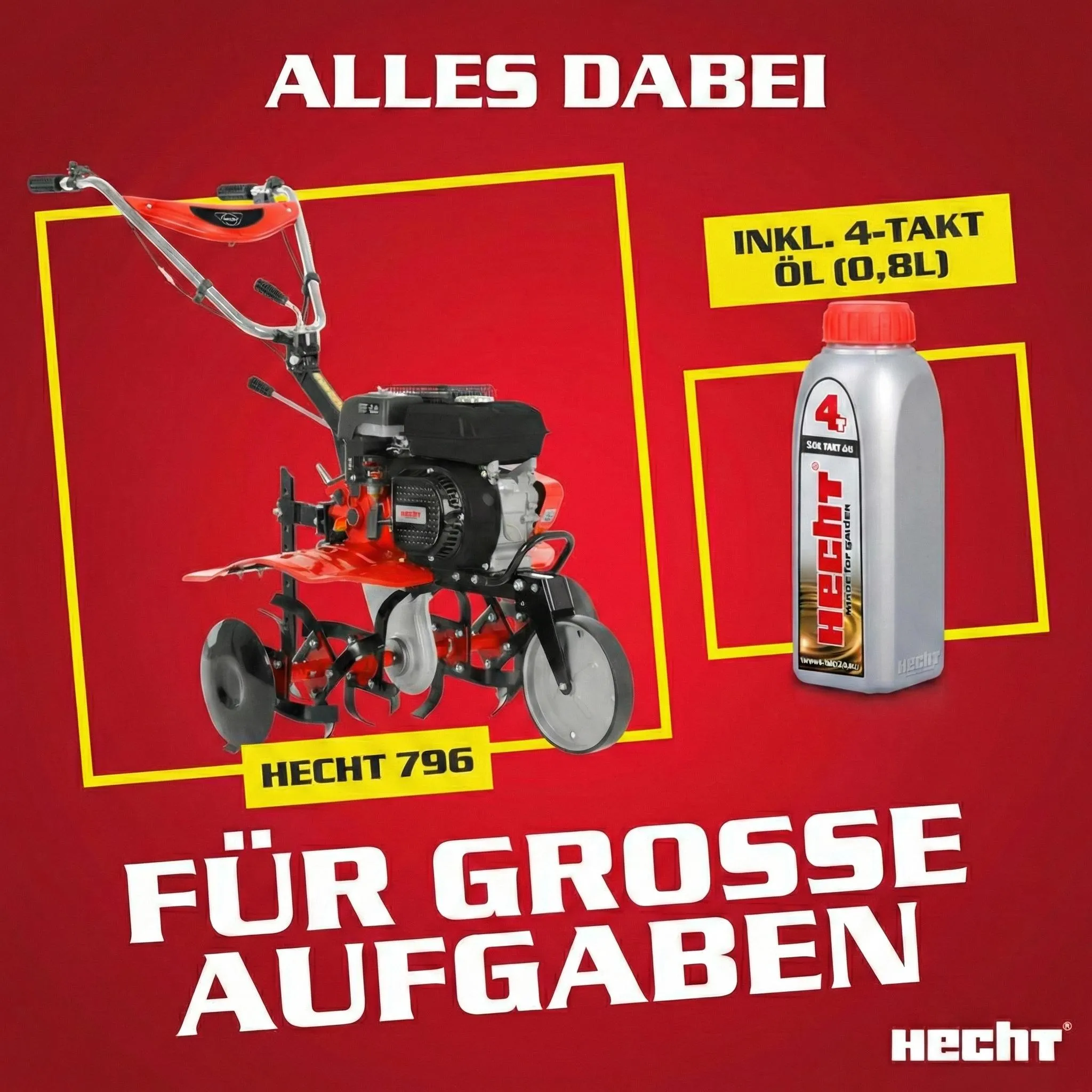 HECHT 796 Motorhacke Benzin | 80 cm Arbeitsbreite | 30 cm Arbeitstiefe | 6,12 PS | 208 cm³ | 24 Messer – Bild 2