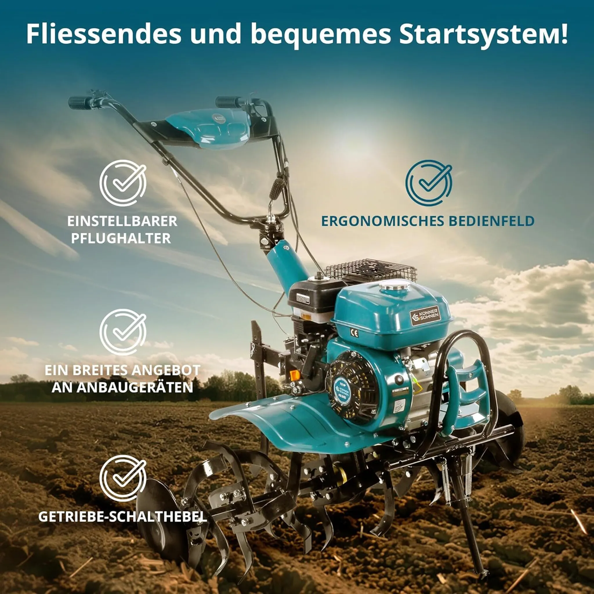 Könner & Söhnen KS 7HP-950S Benzin-Bodenhacke Motorhacke Gartenfräse Bodenfräse – Bild 6