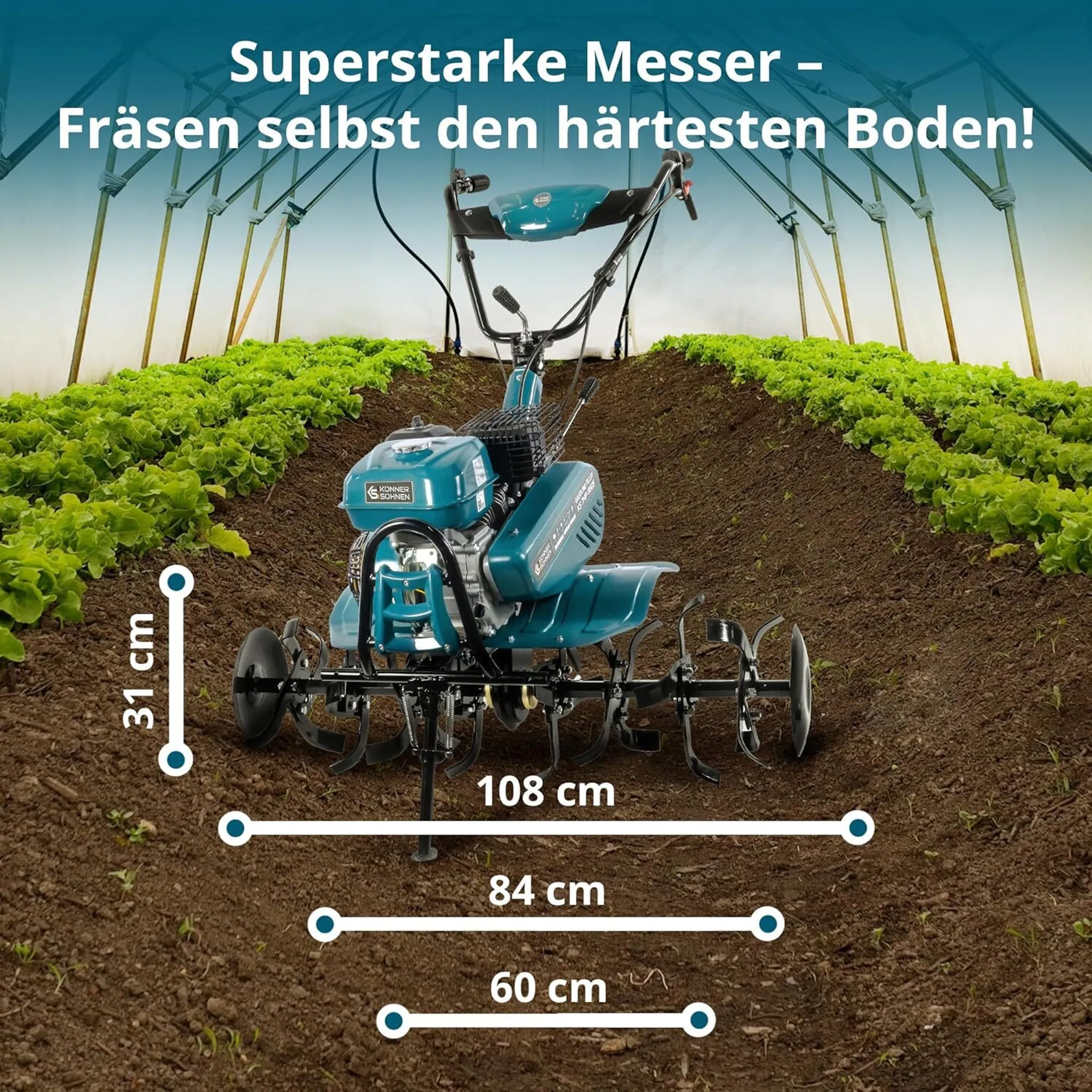 Könner & Söhnen KS 7HP-950S Benzin-Bodenhacke Motorhacke Gartenfräse Bodenfräse – Bild 5
