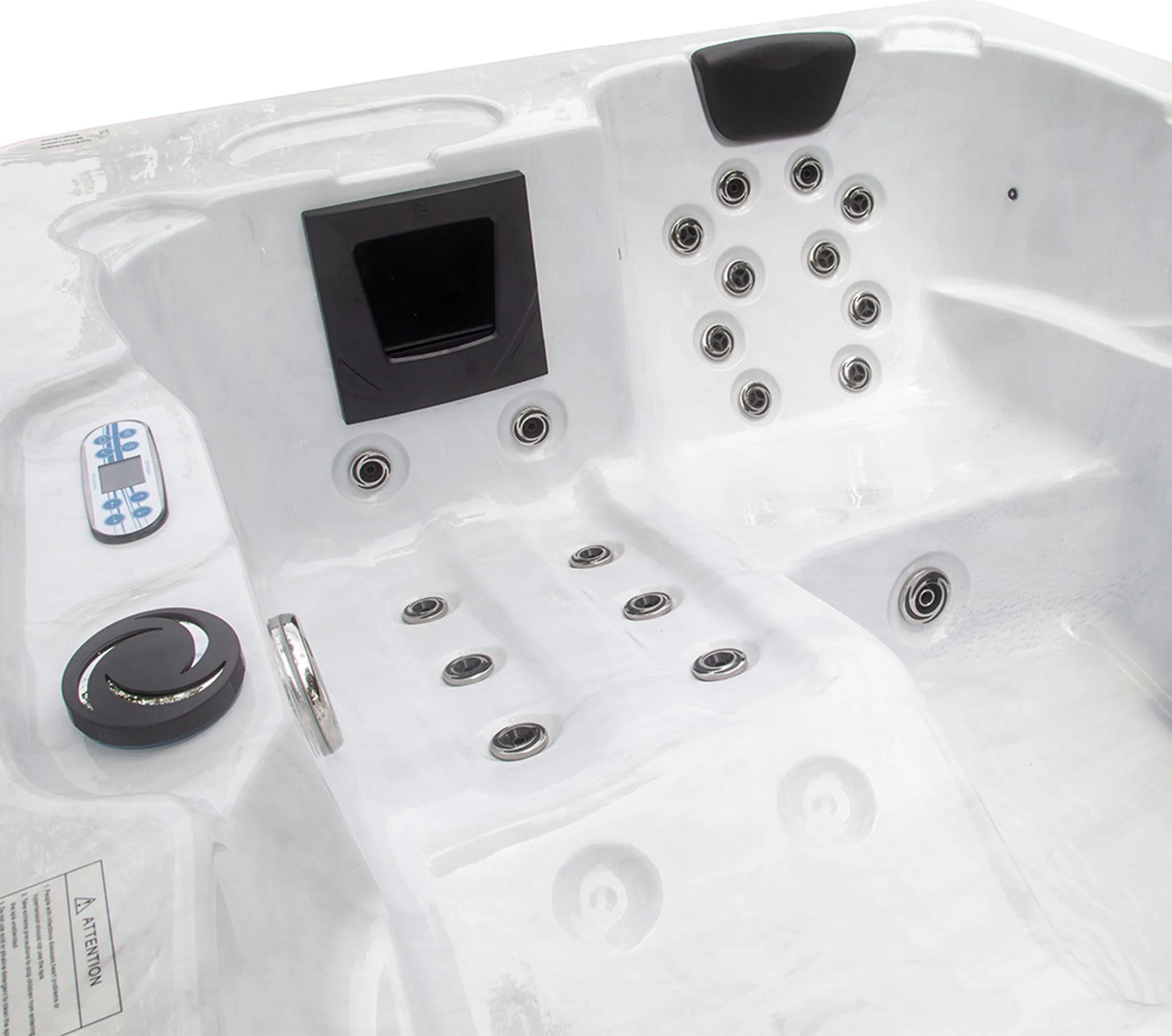 HOME DELUXE - Outdoor Whirlpool - WHITE MARBLE PURE - Maße: 210 x 160 x 85 cm - Inkl. Heizung, 27 Massagedüsen und 9 Lichtquellen I Außen Whirlpool Spa für 3 Personen – Bild 5
