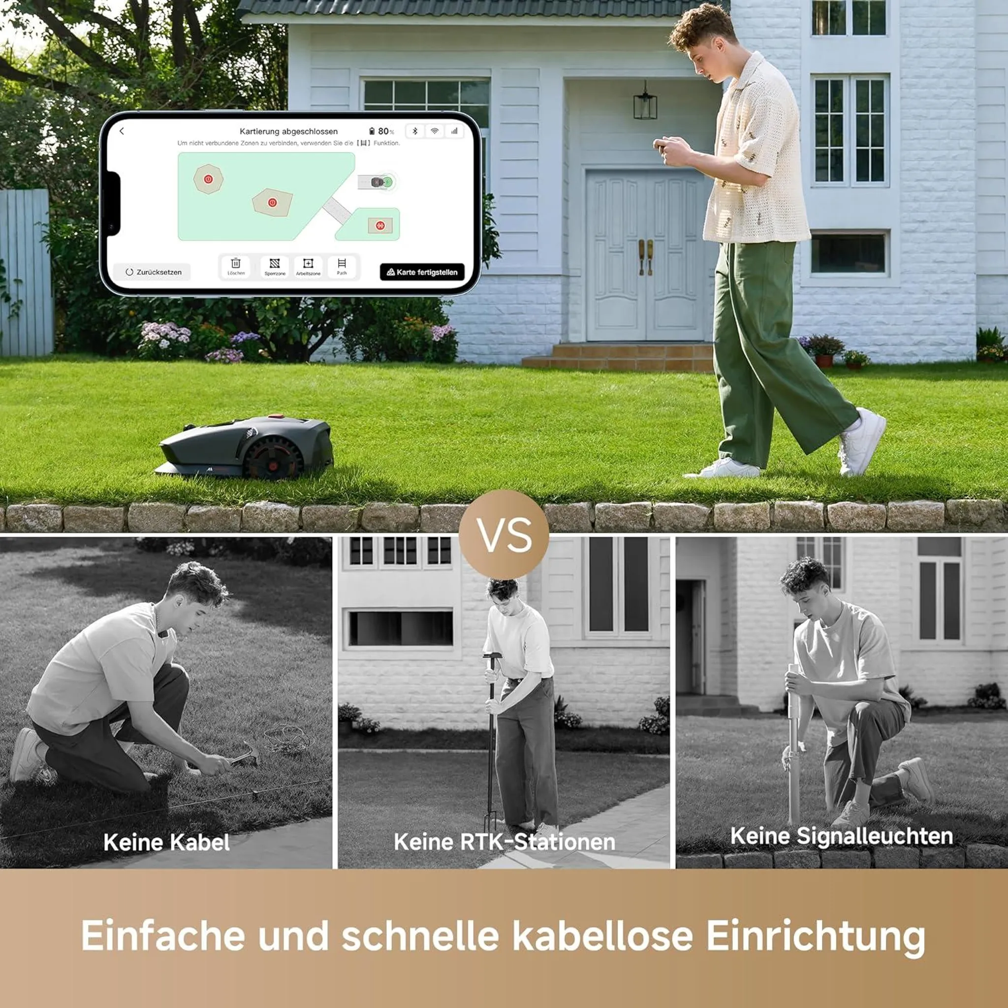 MOVA 1000 Mähroboter mit Geländereifen, 1000㎡ Kartierung, App-Steuerung – Bild 10