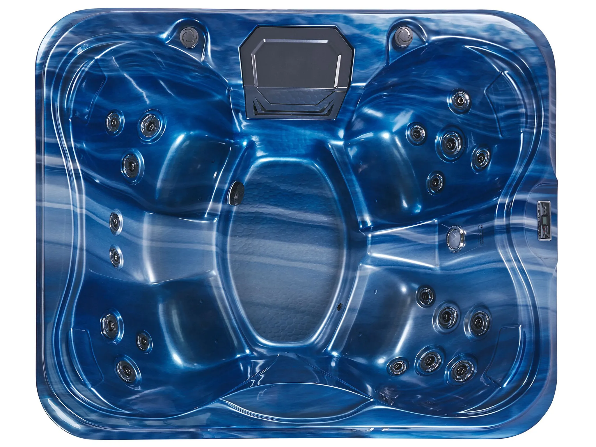 BELIANI Outdoor Whirlpool Blau Acryl und Aluminium Rechteckig 180 x 215 cm mit LED Hydromassage Schutzhülle für 4 Personen Garten Draußen Terrasse – Bild 4