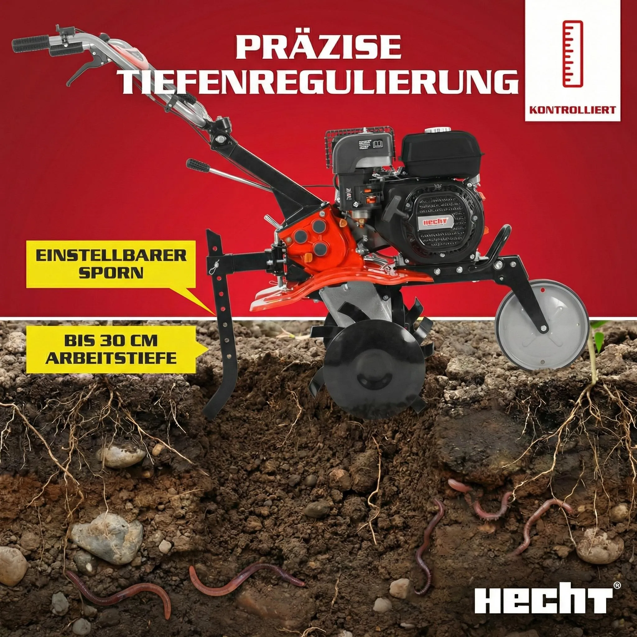 HECHT 796 Motorhacke Benzin | 80 cm Arbeitsbreite | 30 cm Arbeitstiefe | 6,12 PS | 208 cm³ | 24 Messer – Bild 8