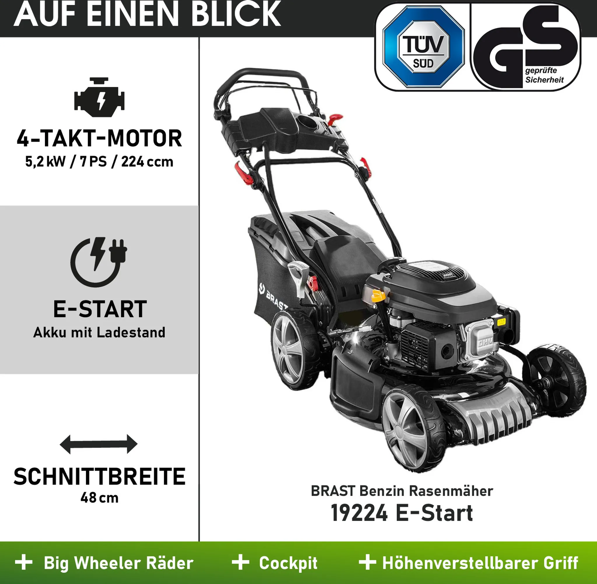 BRAST Benzin Rasenmäher 19224 ESTART – Bild 8