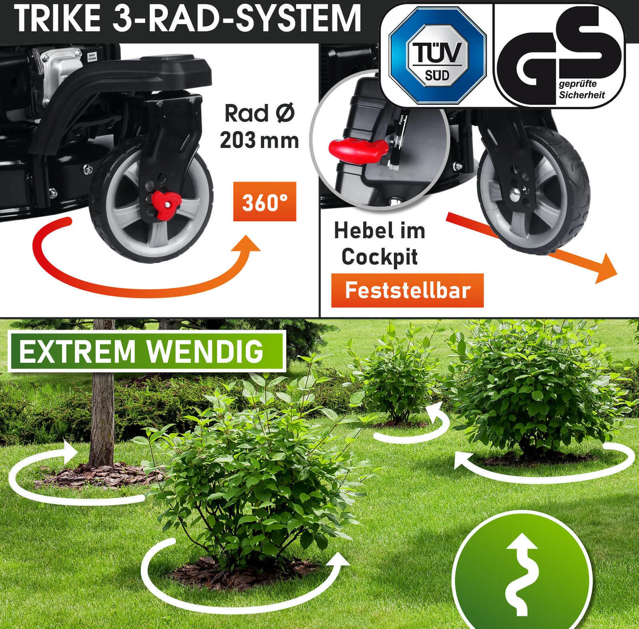BRAST Benzin Rasenmäher 21224 Trike E-START – Bild 4