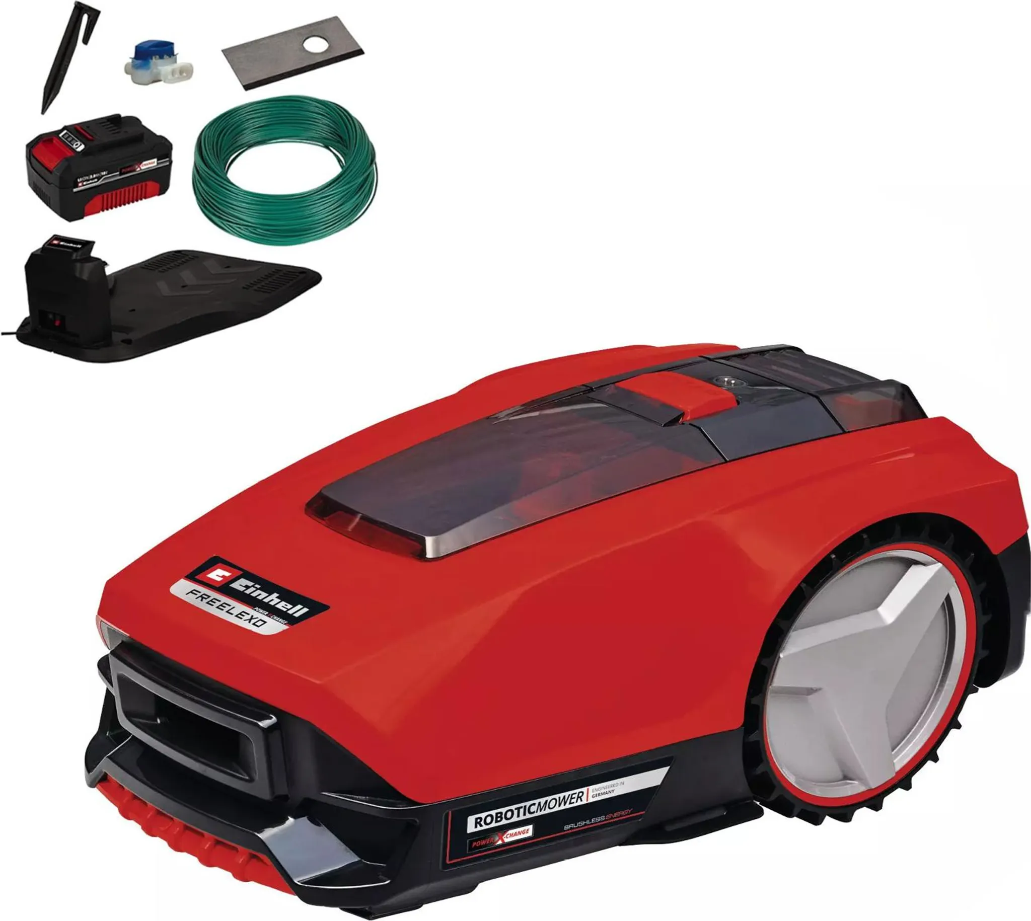 Einhell Mähroboter FREELEXO 550 18V 3 Ah Power X-Change Akku Ladegerät Installations-Kit für 550 m²  3413965