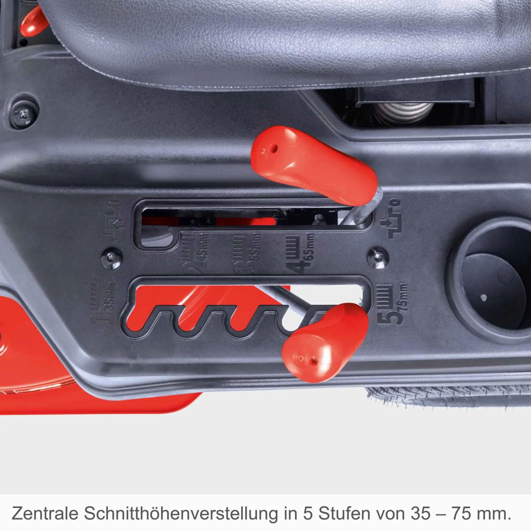 Scheppach MR235-61 Benzin Aufsitzrasenmäher 6PS | 61cm Schnittbreite | 150L Korb | LED | E-Start | 4 Vorwärtsgänge Aufsitzmäher inkl. Öl & Motorhaube – Bild 10
