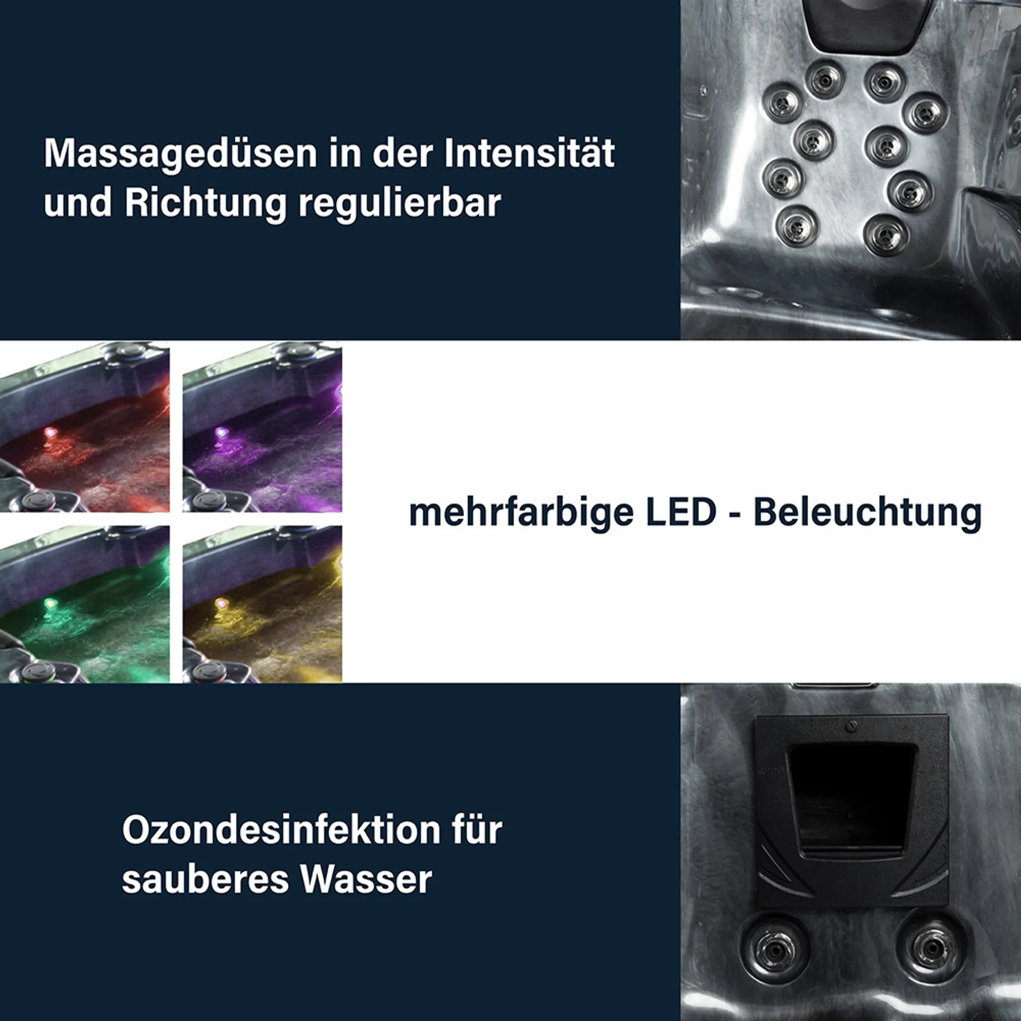 HOME DELUXE - Outdoor Whirlpool Black MARBLE inkl. Treppe und Thermoabdeckung – Bild 9