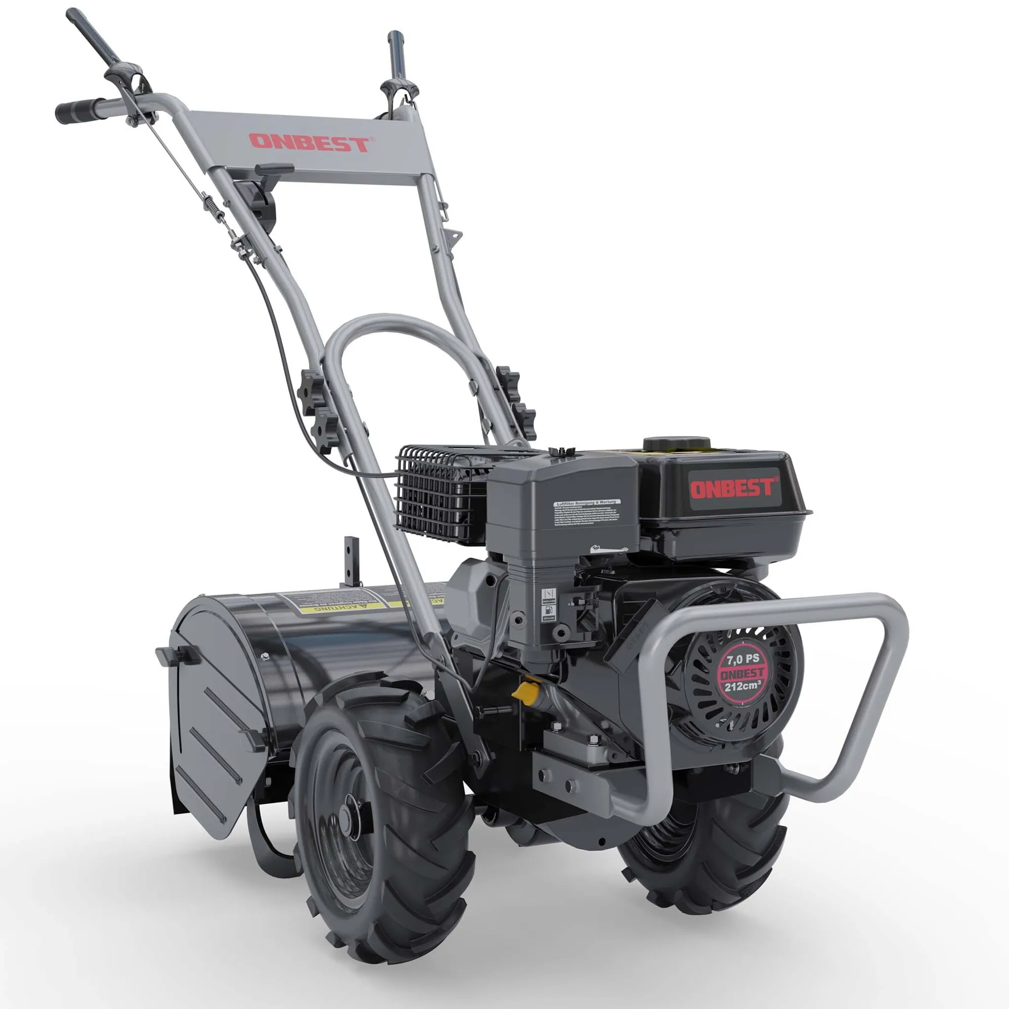 ONBEST Gartenfräse Benzin T4150 | 53 cm Arbeitsbreite | 5,6 PS | 35 cm Arbeitstiefe | 12 Hackmesser – Bild 8