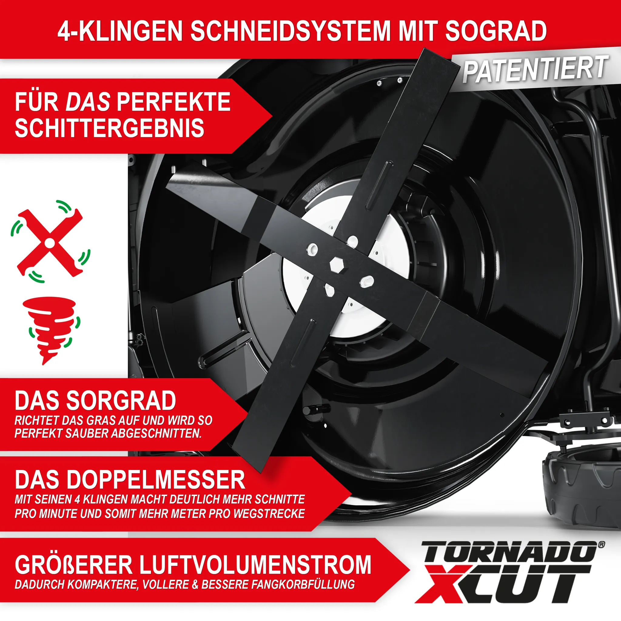 ONBEST TXC-3646 Rasenmäher Benzin | mit Antrieb | 46 cm Schnittbreite | 4,9 PS | Doppelmesser mit Sograd – Bild 4