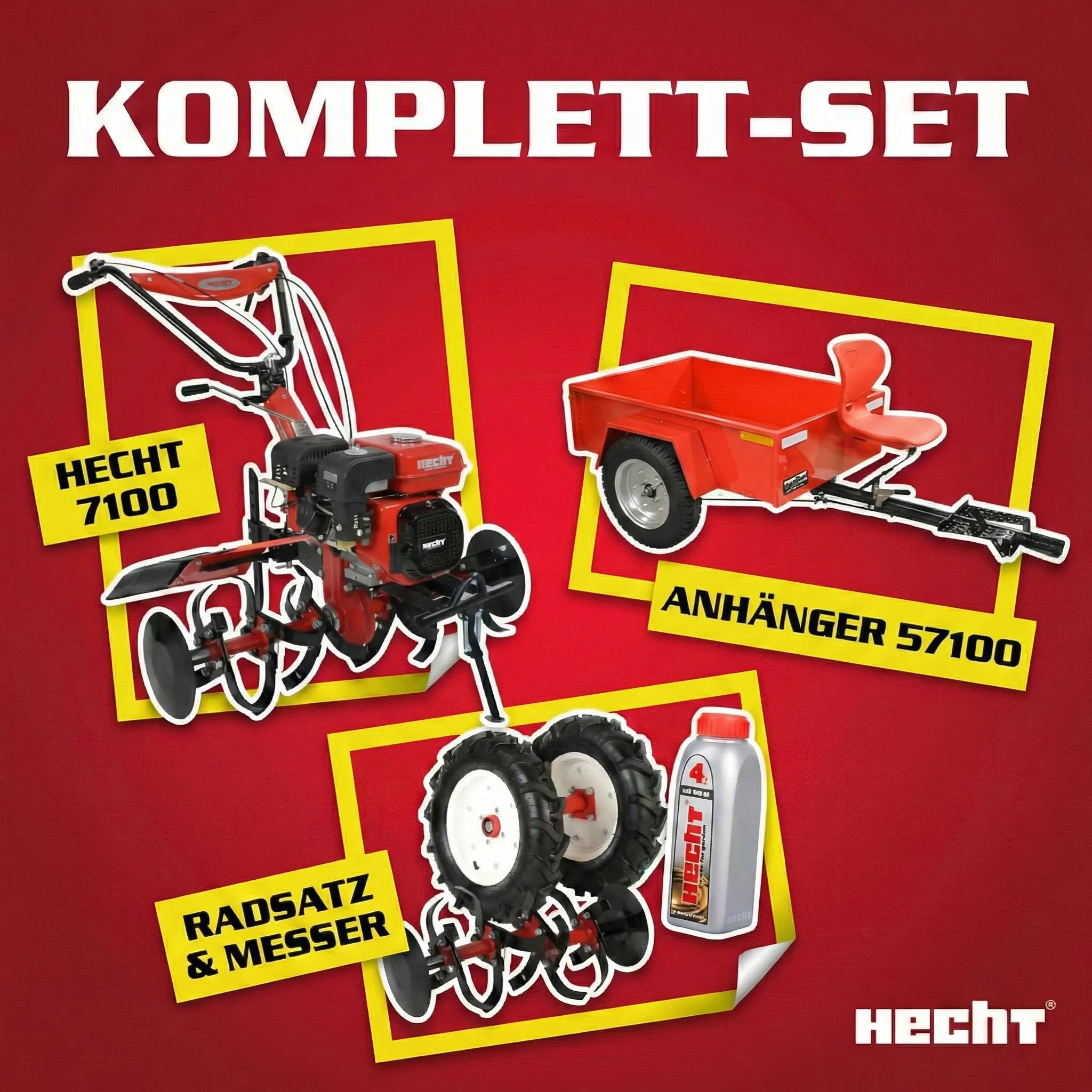 HECHT 7100 Motorhacke Benzin | mit Anhänger | Kupplung | Räder | 104 cm Arbeisbtreite | 7 PS – Bild 7