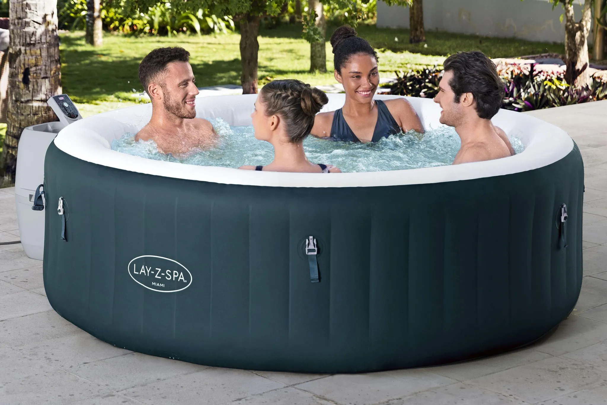 Bestway® LAY-Z-SPA® Energiespar-Whirlpool Miami AirJet™ für 6 Personen Ø 196 x 66 cm, Dunkelgrün – Bild 2