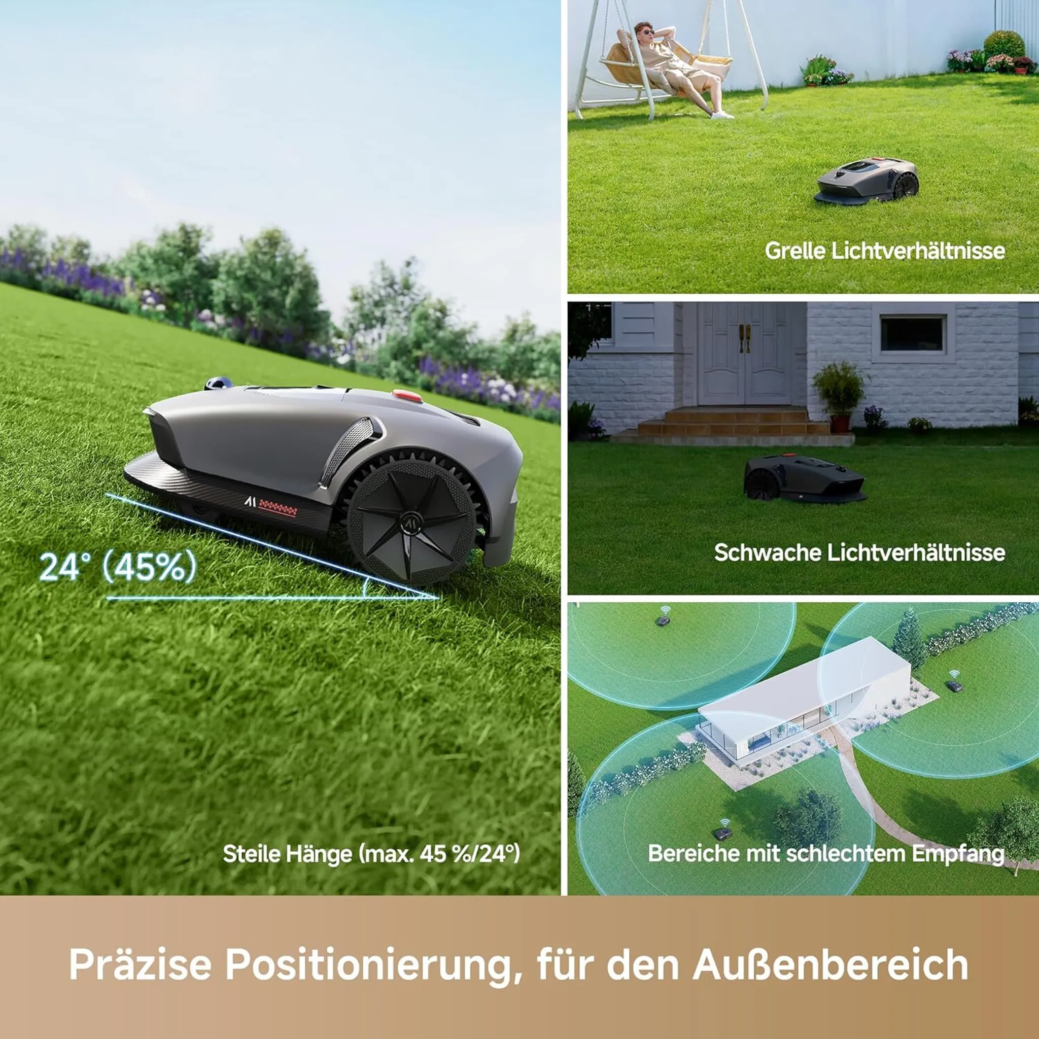 MOVA 600 Kit+Rasenmäher-Garage Combo, UltraView™ kabellose Einrichtung & genaue Kartierung bis 600 m², Smarte Hindernisvermeidung, Leiser Betrieb – Bild 2