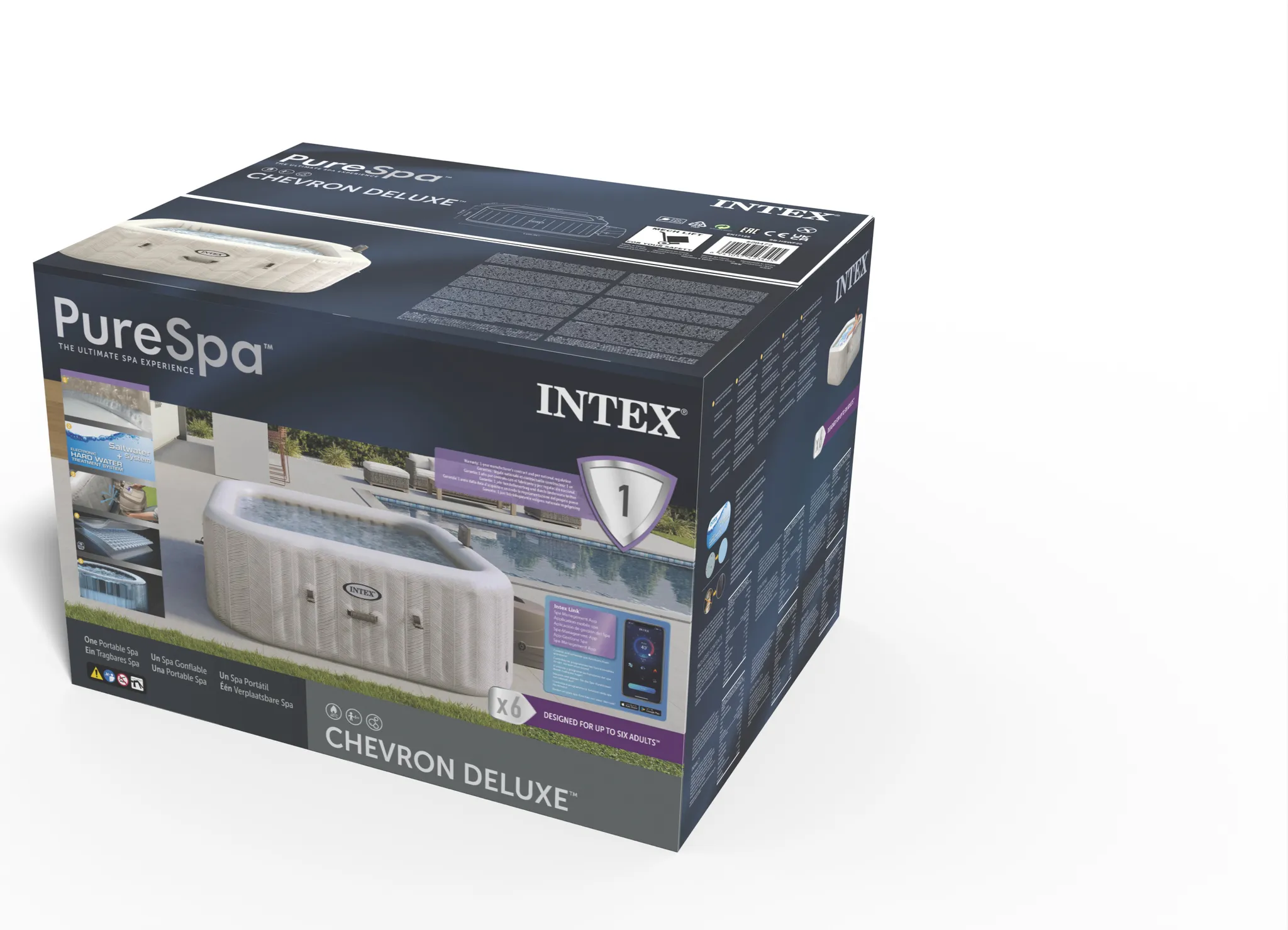 INTEX 28472NP - Whirlpool - Chevron Deluxe Square Bubble (196x196cm) für 6 Personen – Bild 5