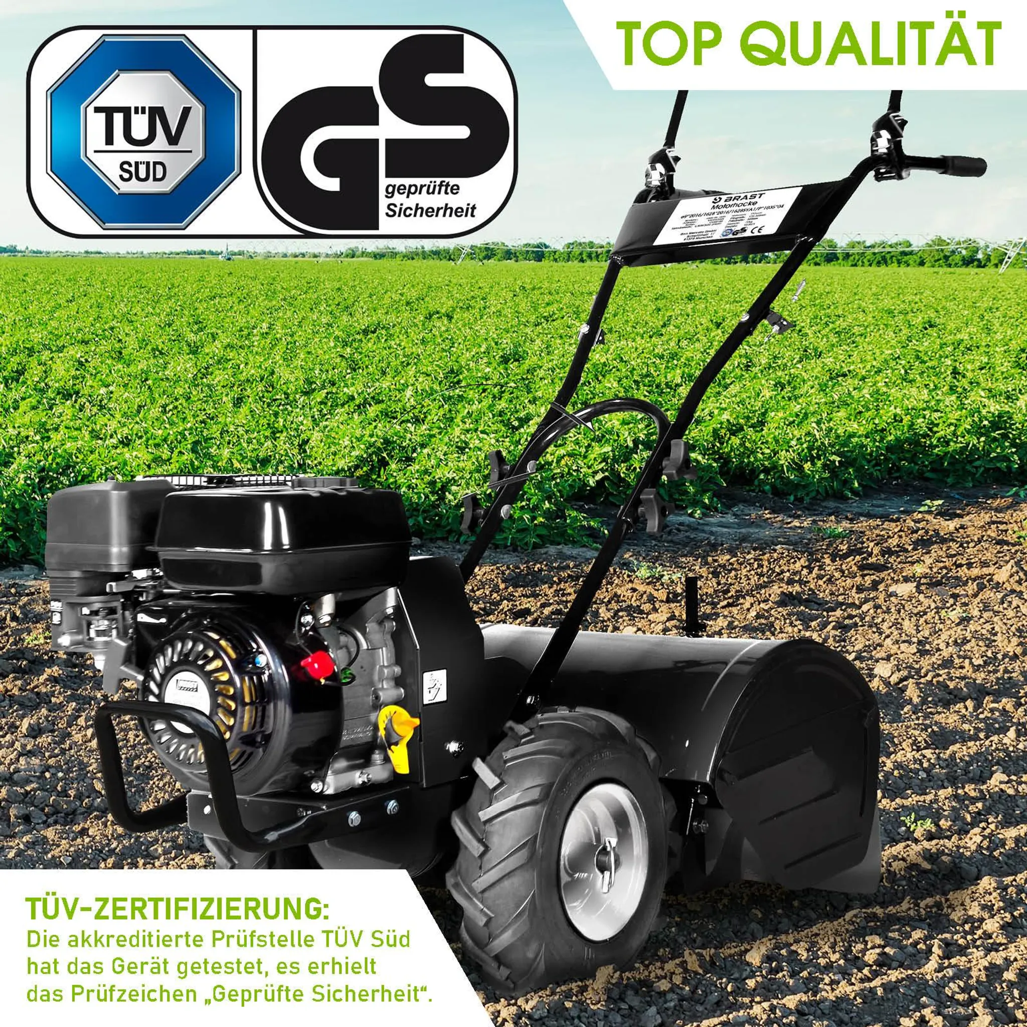 BRAST Motorhacke Gartenfräse Benzin | 5,15kW(7PS) | 50cm Arbeitsbreite | Stahlrahmen Transportrad & kabellos | BRB-AF-7000 – Bild 2