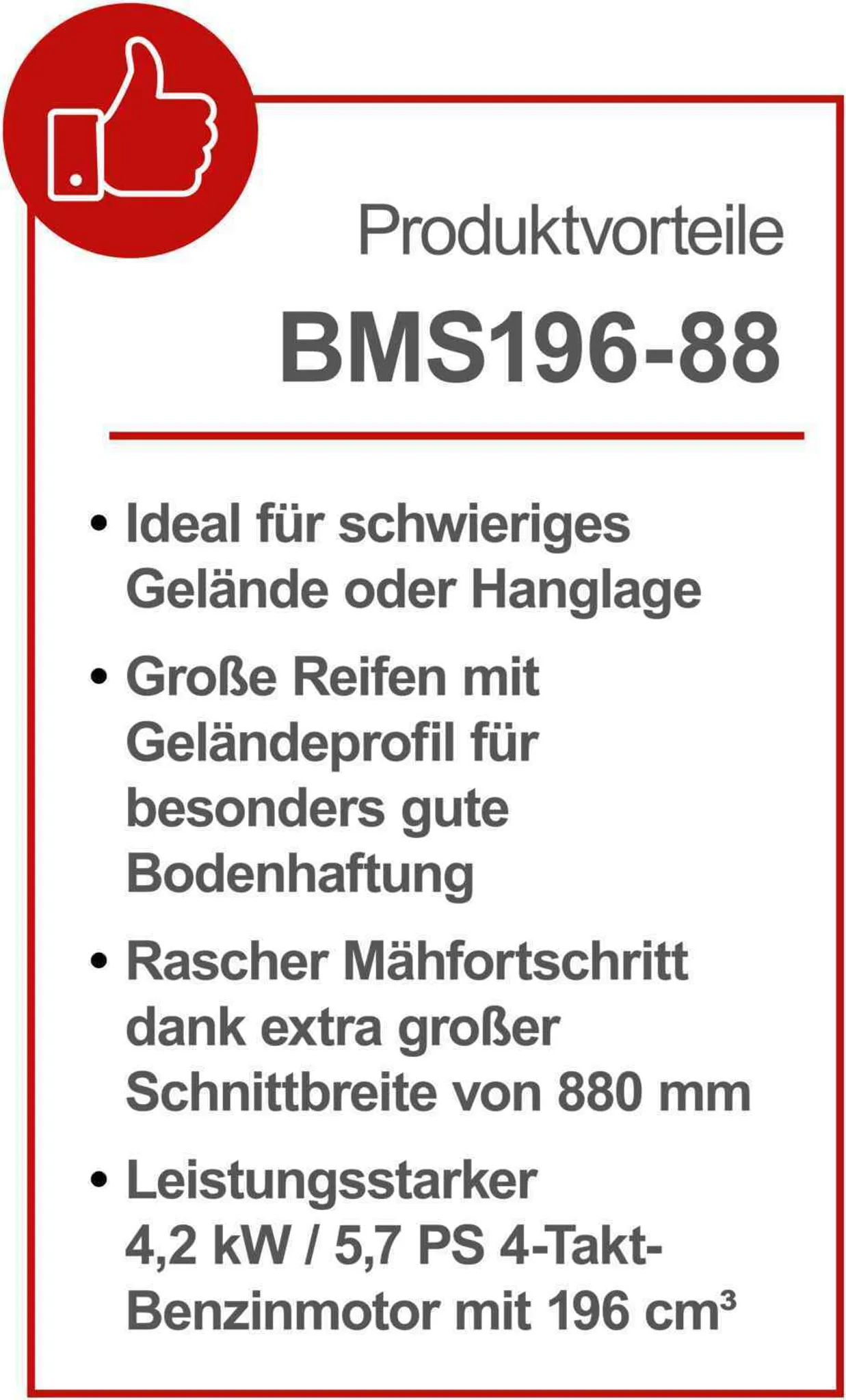 Scheppach Benzin Balkenmäher BMS196-88 | 880mm | 30-60mm | 5,7 PS / 196ccm | bis 3000m² | mit Radantrieb | Führungsholm in 3 Höhen | Hochgrasmäher – Bild 2