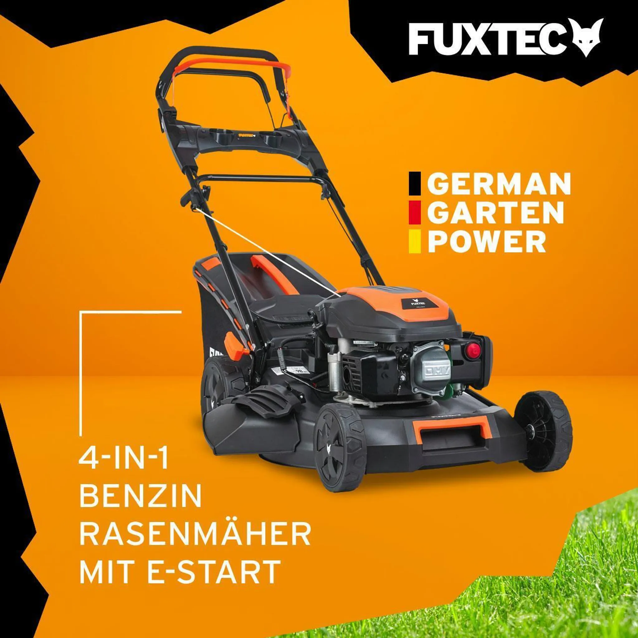 FUXTEC 4in1 Benzin Rasenmäher FX-RM5170es - 170ccm | 51cm | 28Kg | 4-Takt | E-Start | Mulchfunktion | Seitenauswurf | 60L | EasyClean | bis 1000m² – Bild 2