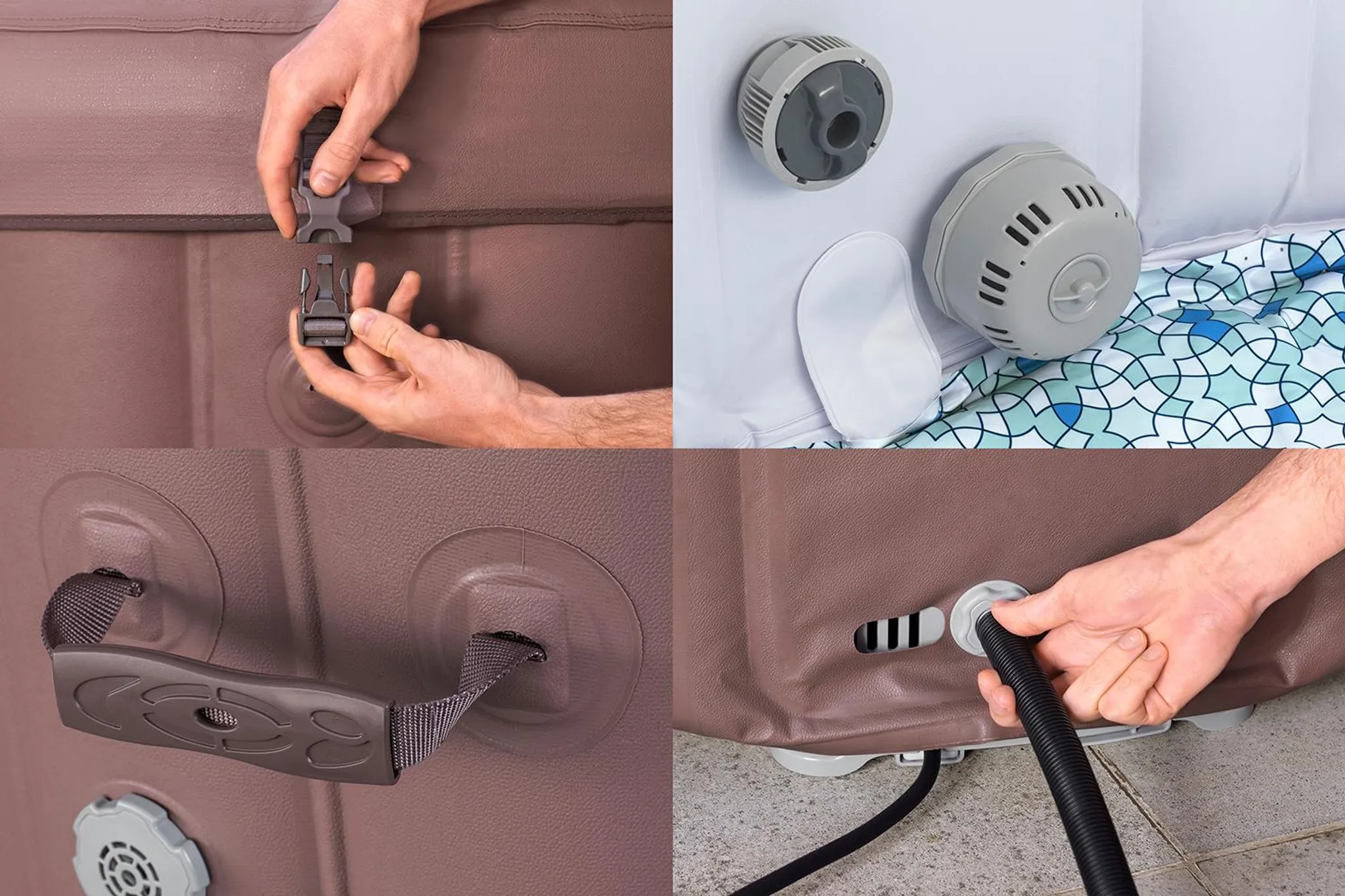 Bestway® LAY-Z-SPA® Energiespar-Whirlpool Hawaii AirJet™ mit App-Steuerung + integrierter UltraFit™ -Pumpeneinheit, für 6 Personen Ø 196 x 71 cm, Terrakotta – Bild 10