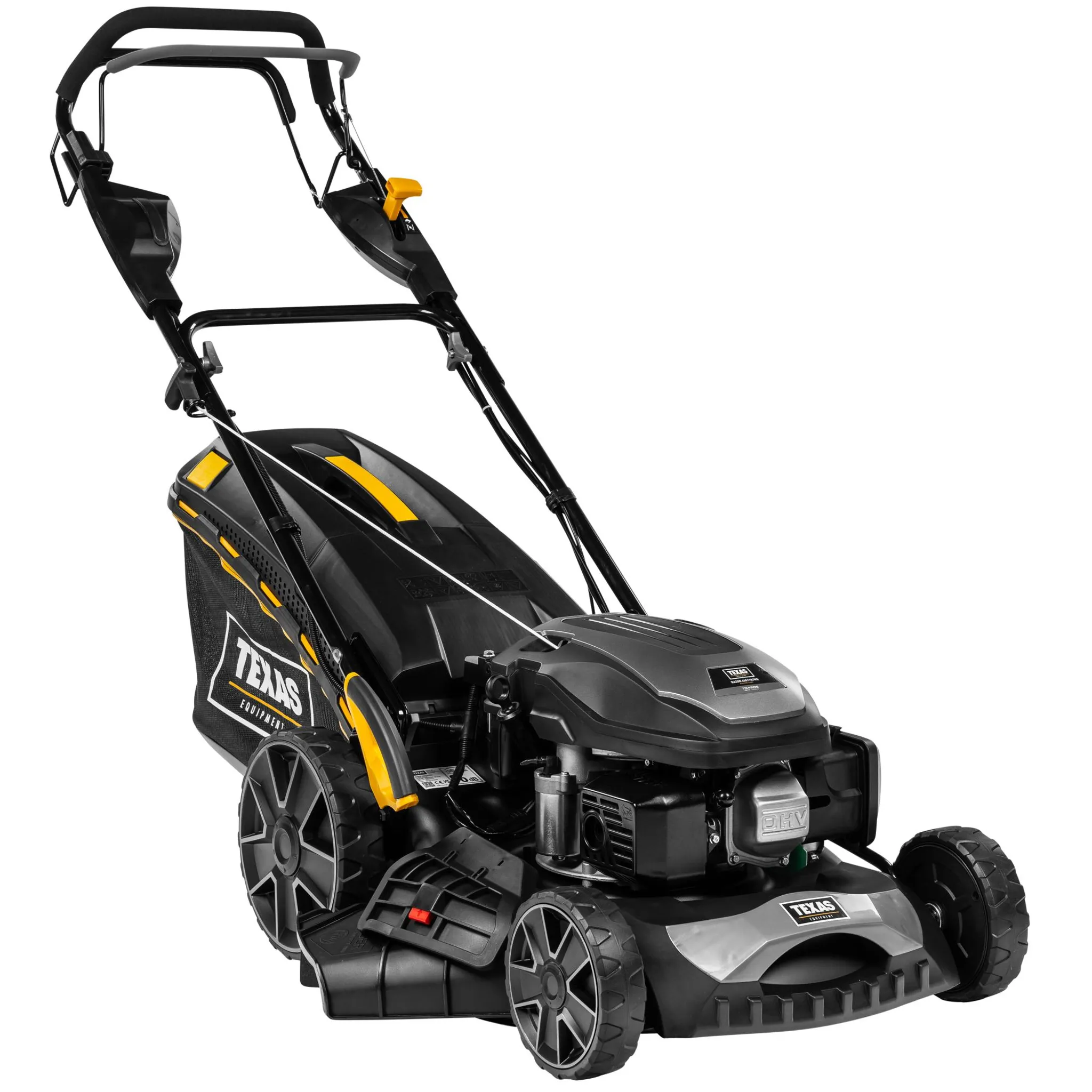 TEXAS Rasenmäher Razor 4651TR/WE (4-Takt Benzinmotor, 46 cm Schnittbreite, 2600 Watt Leistung, Radantrieb, Elektrostart, 65 Liter Fangkorb, Mulchkit)