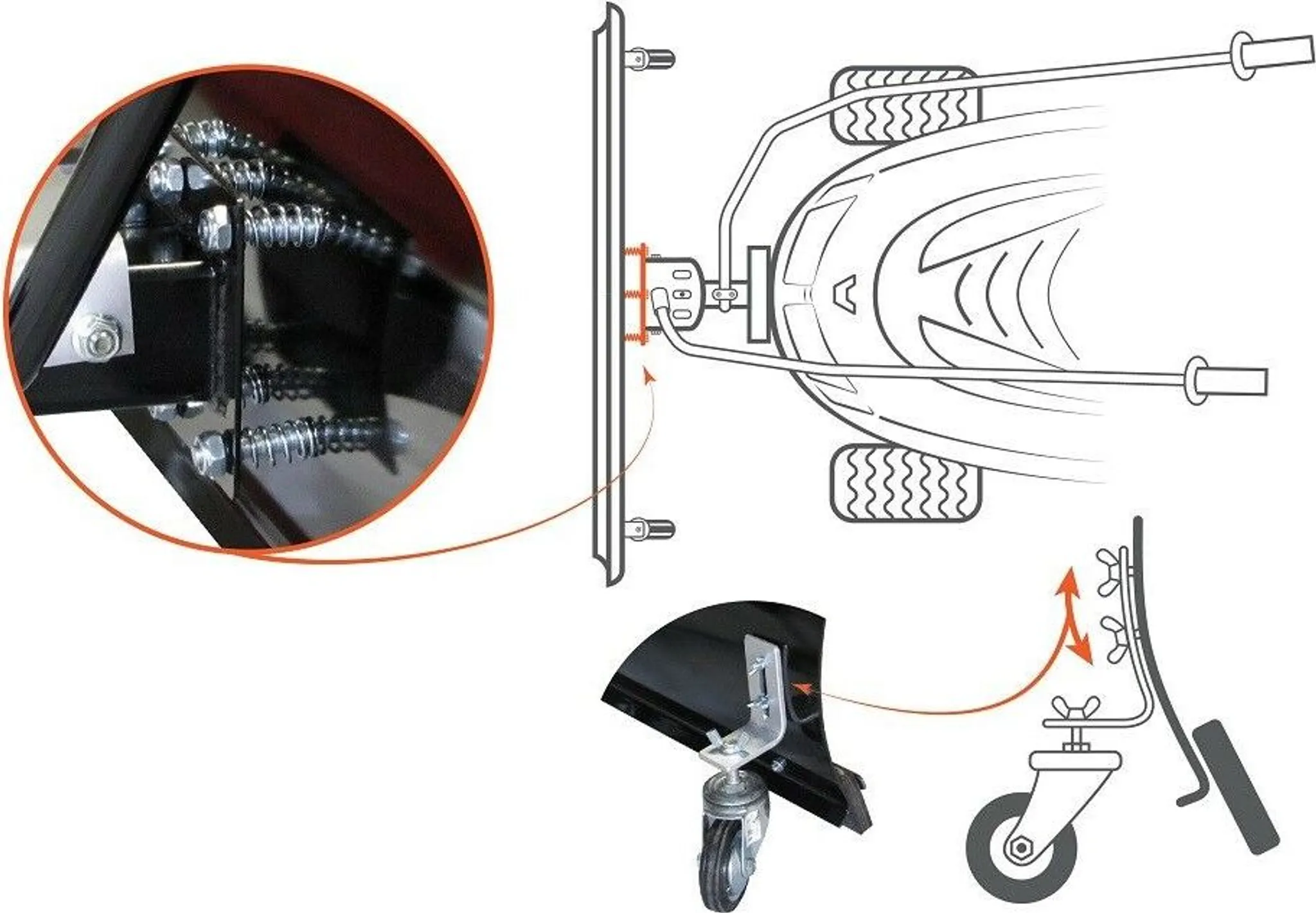 Schneeschild Räumschild für Rasentraktor 120 x 40 cm Modell Premium – Bild 4