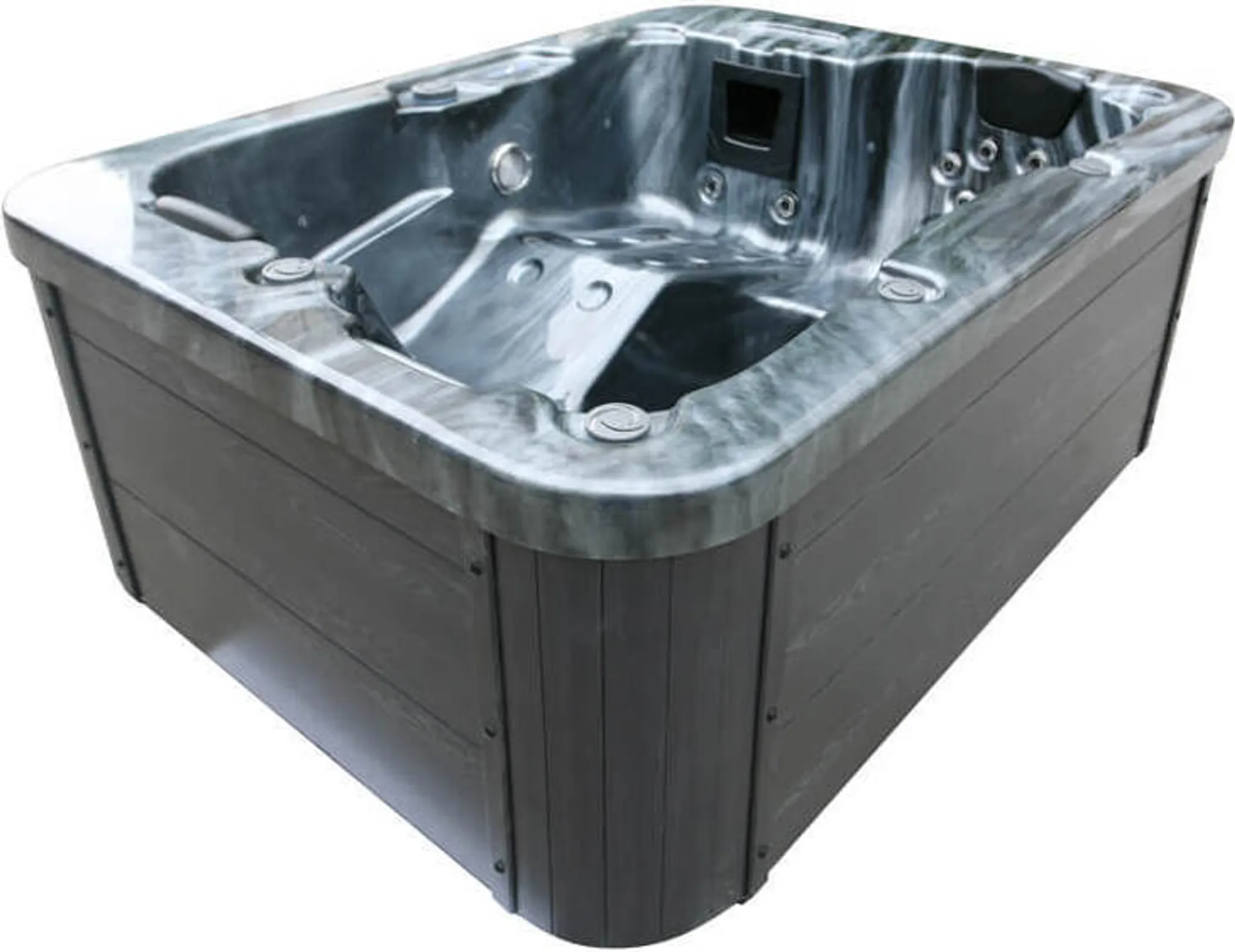 HOME DELUXE - Outdoor Whirlpool Black MARBLE inkl. Treppe und Thermoabdeckung – Bild 6