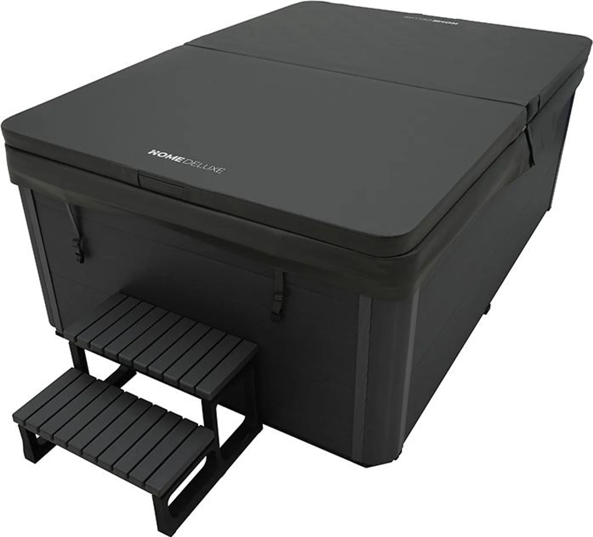 HOME DELUXE - Outdoor Whirlpool - SUNSET Plus Treppe und Thermoabdeckung - Maße: 220 x 156 x 82 cm - Inkl. 32 Massagedüsen und 13 Lichtquellen I Außen Whirlpool Spa – Bild 4