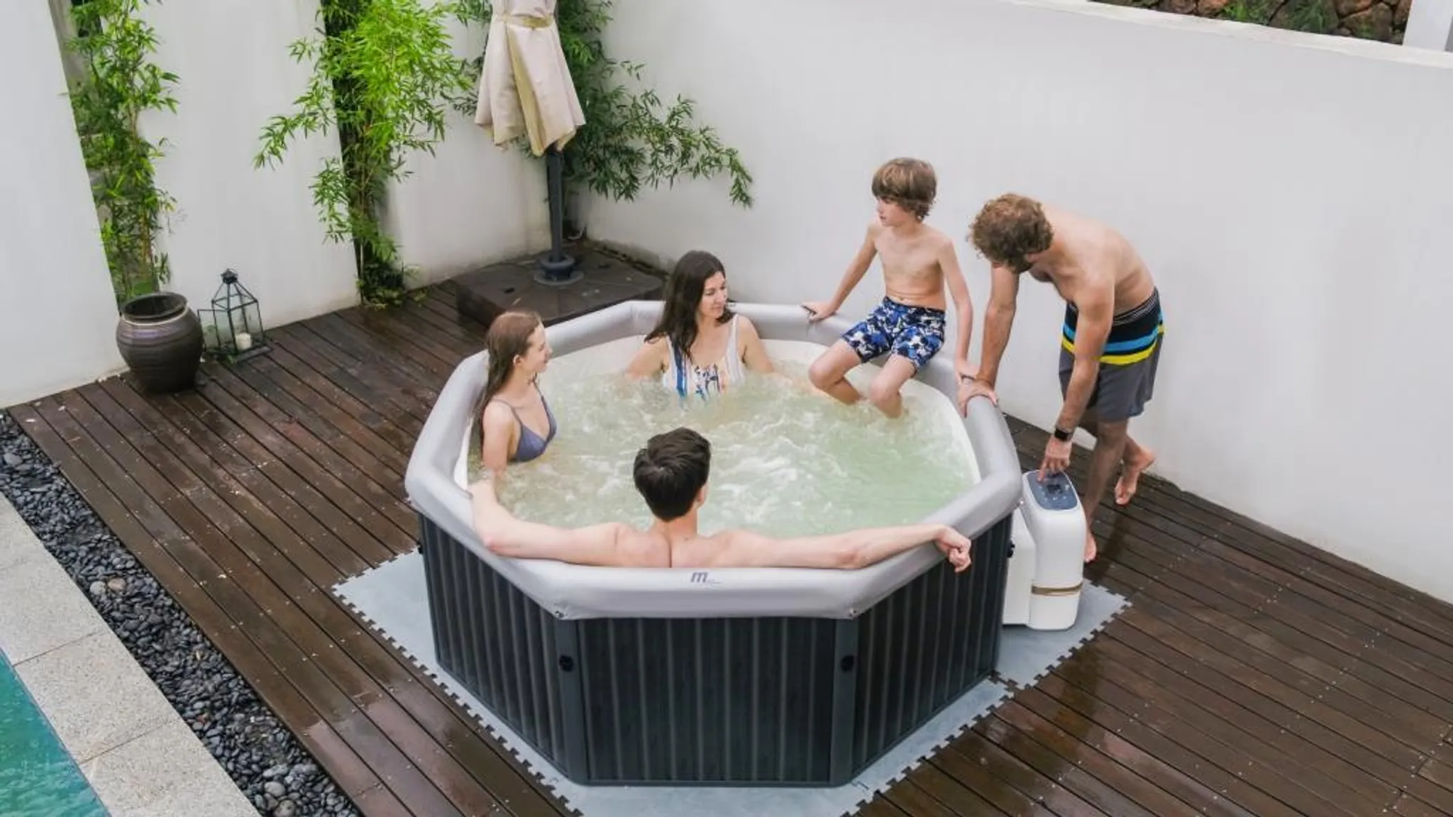 MSpa PureHaven aufblasbarer Whirlpool 193x193x76 cm für 6 Personen selbstreinigend inkl. Filterkatuschen und Abdeckung Leergewicht 24 kg – Bild 8