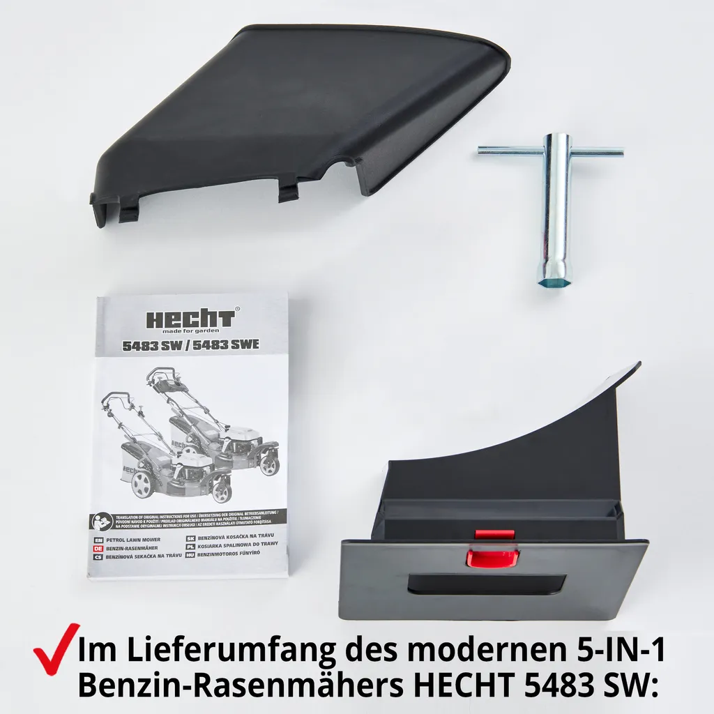 HECHT 5483 SW Rasenmäher Benzin | mit Antrieb | 46 cm Schnittbreite | 5in1 | 5 PS | 3-Rad | 60L Grasfangkorb – Bild 4