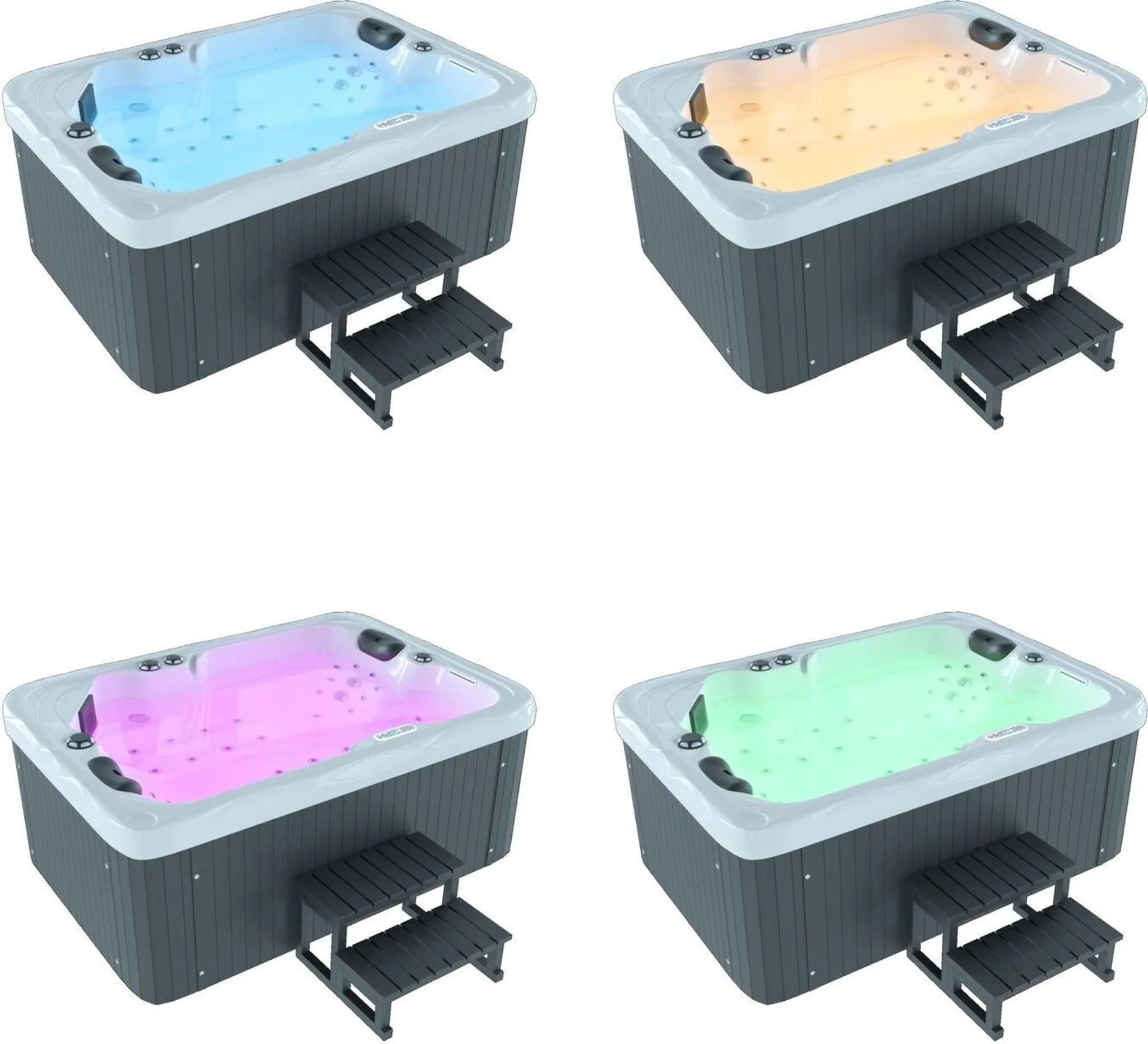 TroniTechnik® Outdoor Whirlpool LEVANZO inkl. Heizung, Hydromassage, Sanitäracryl und Farblicht, 190x135cm 450 Liter – Bild 8