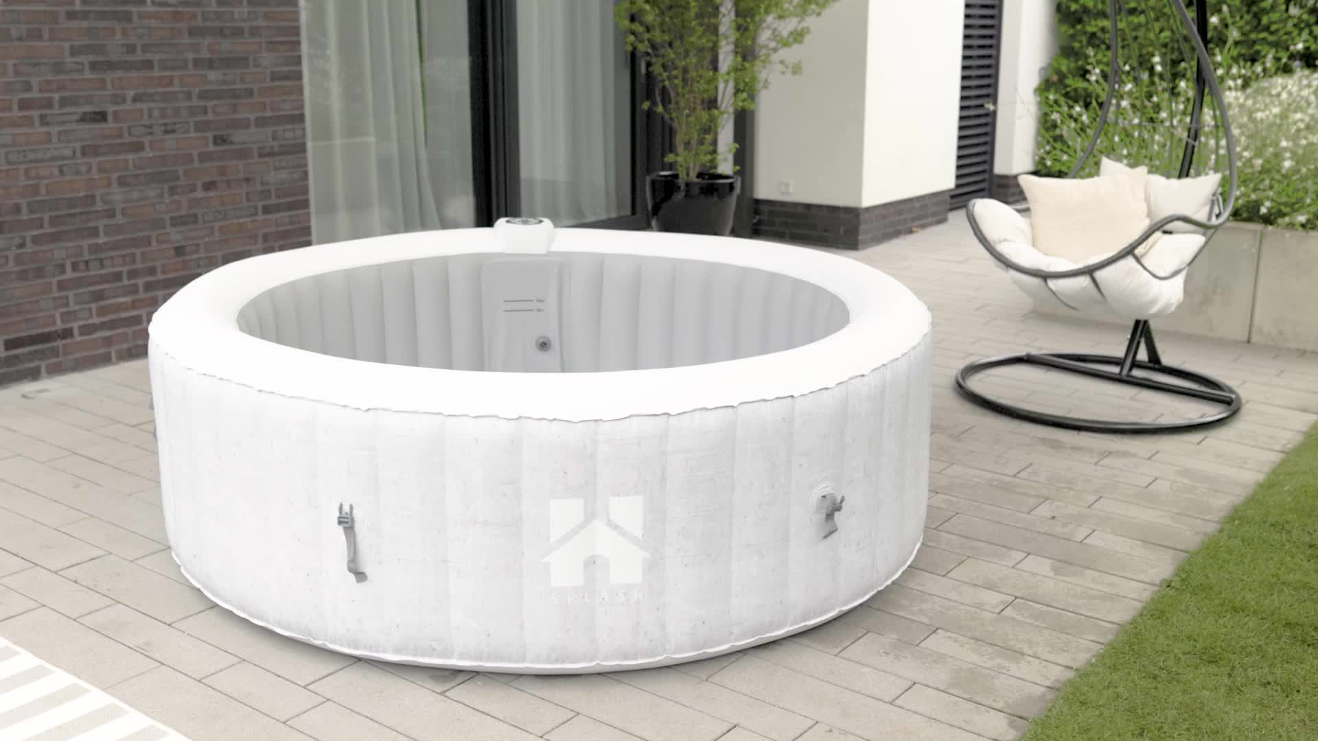 HOME DELUXE - Outdoor Whirlpool - SPLASH - Farbe: Beige - ⌀ 208 cm, Höhe 65 cm, 130 Luftdüsen - inkl. Abdeckung, Reparaturset, Filterset I Außen Whirlpool Spa für 6 Personen – Bild 7