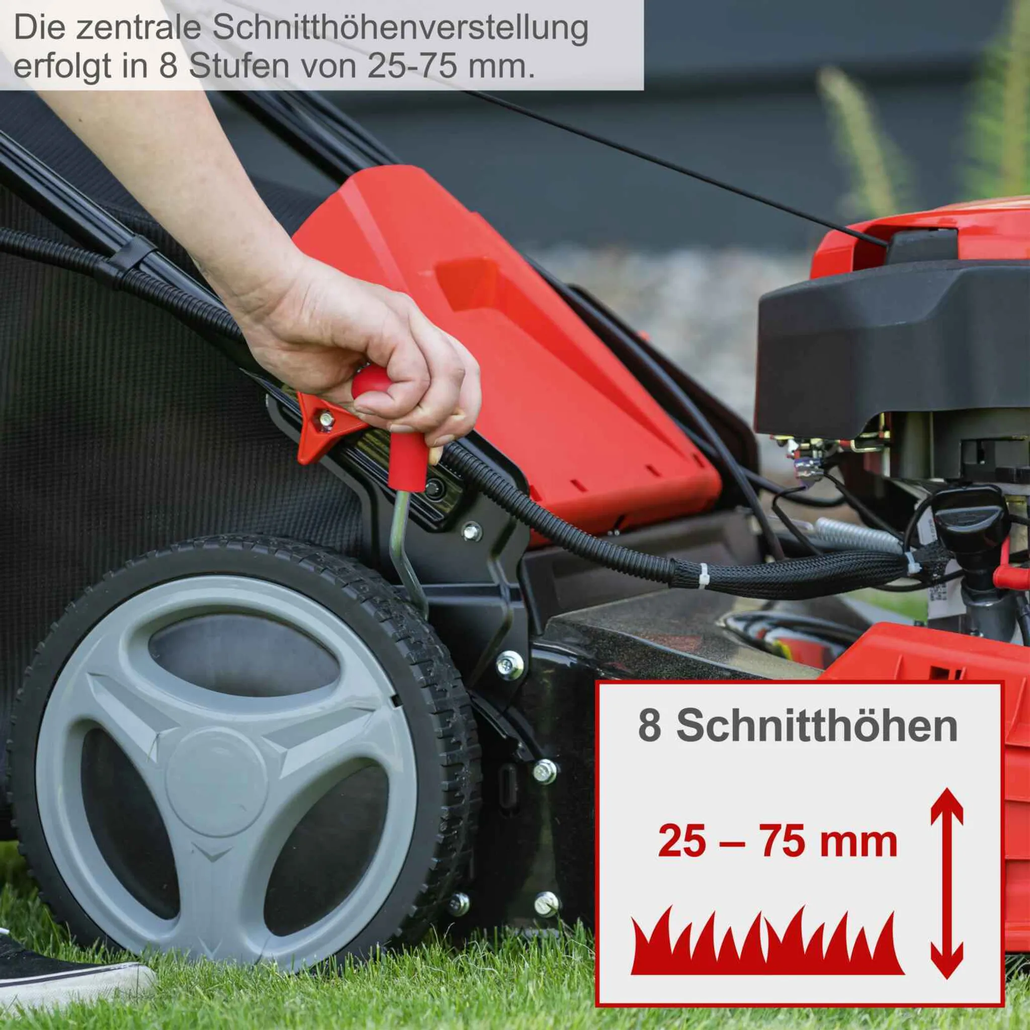 Scheppach Benzin-Rasenmäher MS150-46E - 3,7PS | 46cm | 55L | Antrieb | E-Start | inkl. 2Ah Akku + 2,4A Ladegerät – Bild 9