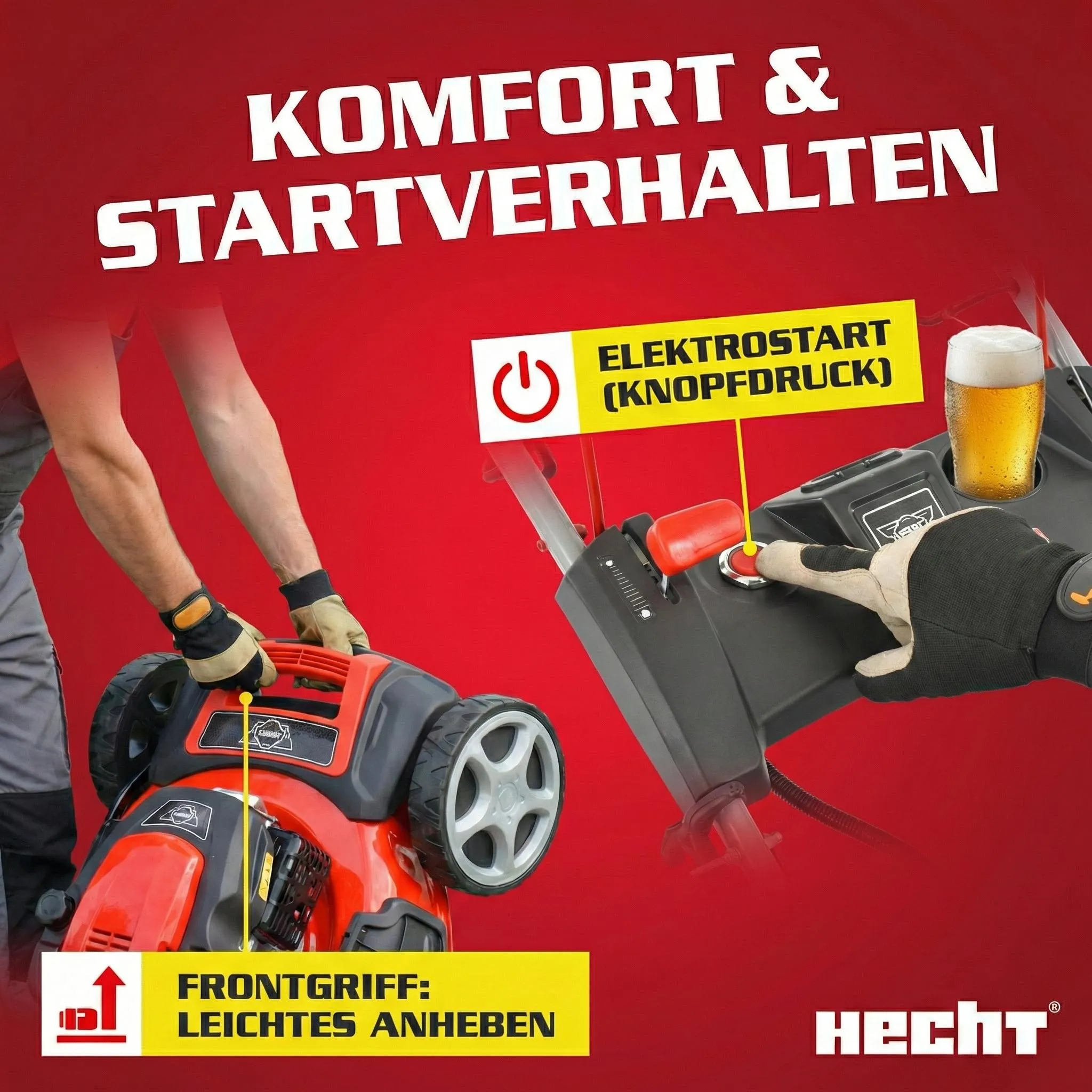 HECHT 551 SXE Rasenmäher Benzin mit Antrieb | 51 cm Schnittbreite | Elektrostart | 5in1 | 5,5 PS | Mulchkit – Bild 9