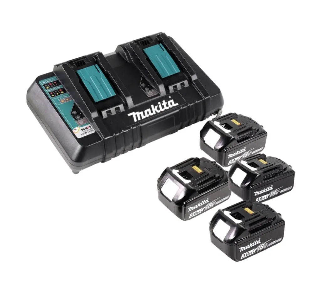 Makita DLM 432 PF4 Akku Rasenmäher 36 V ( 2x 18 V ) 43 cm Brushless + 4x Akku 3,0 Ah + Doppel Ladegerät – Bild 4