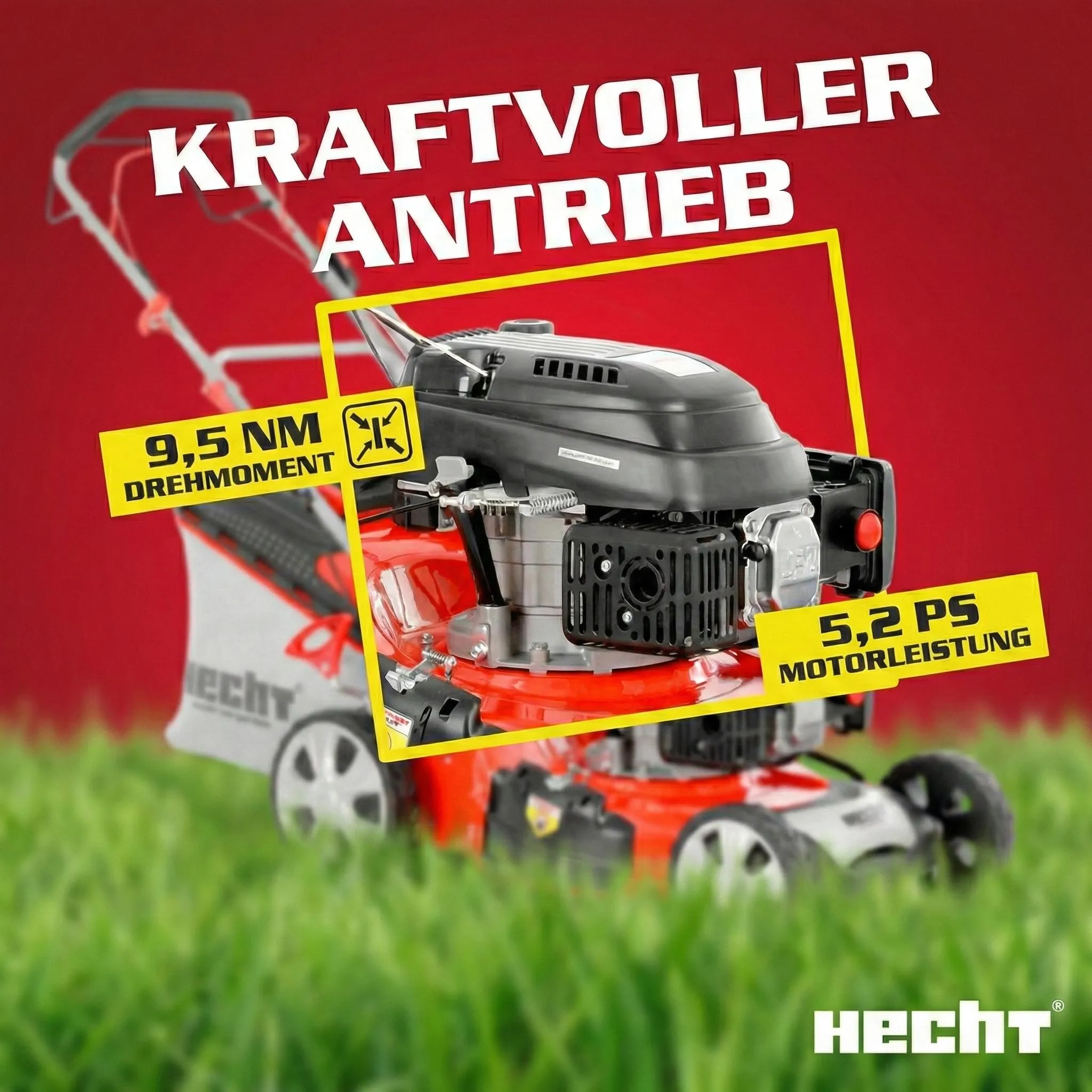 HECHT Rasenmäher Benzin mit Antrieb 551 SX | 51 cm Schnittbreite | 5in1 | 5,5 PS | Mulchkit | 65 L Fangkorb – Bild 6