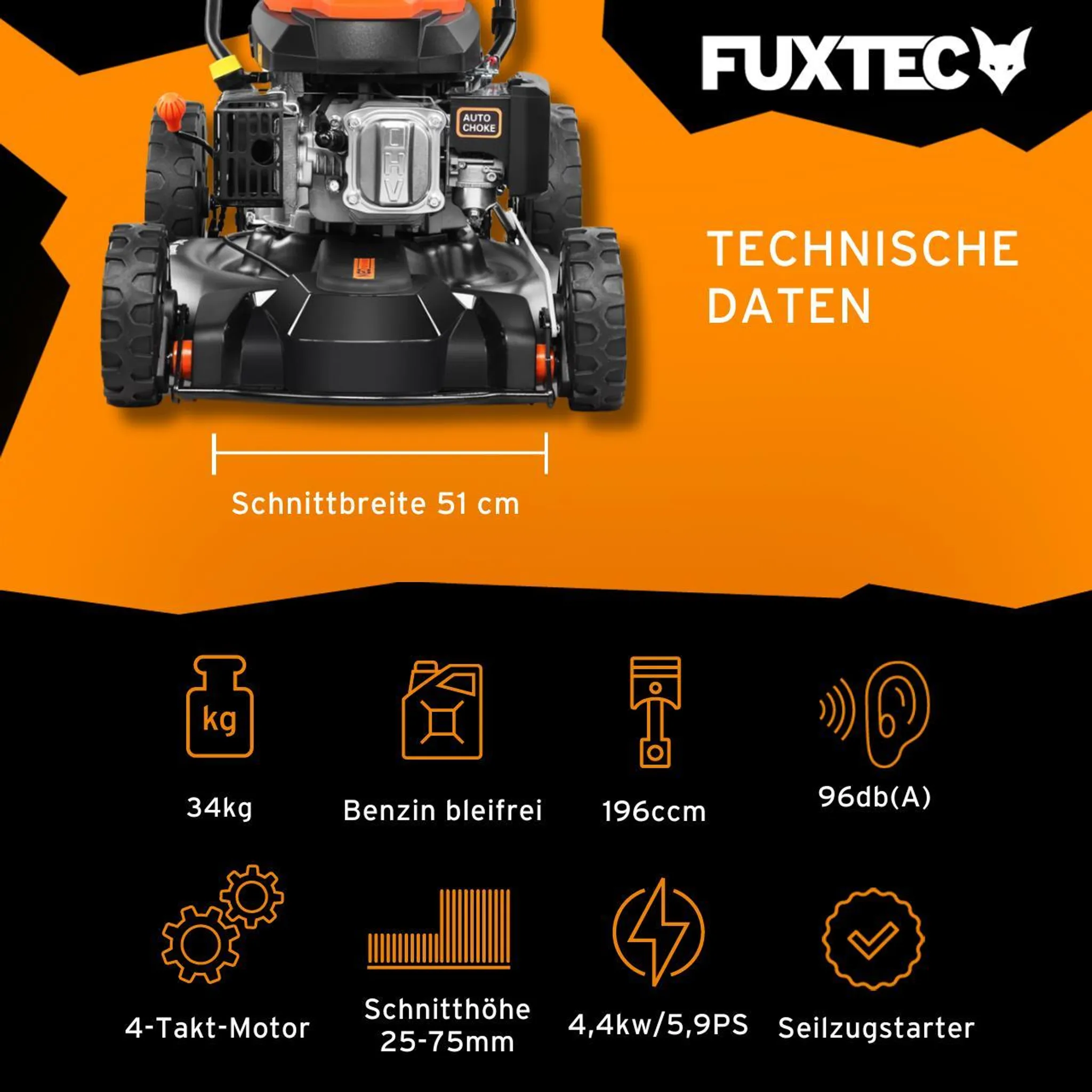 FUXTEC Benzin-Mulchmäher RM51SA – 6 PS – Bild 3