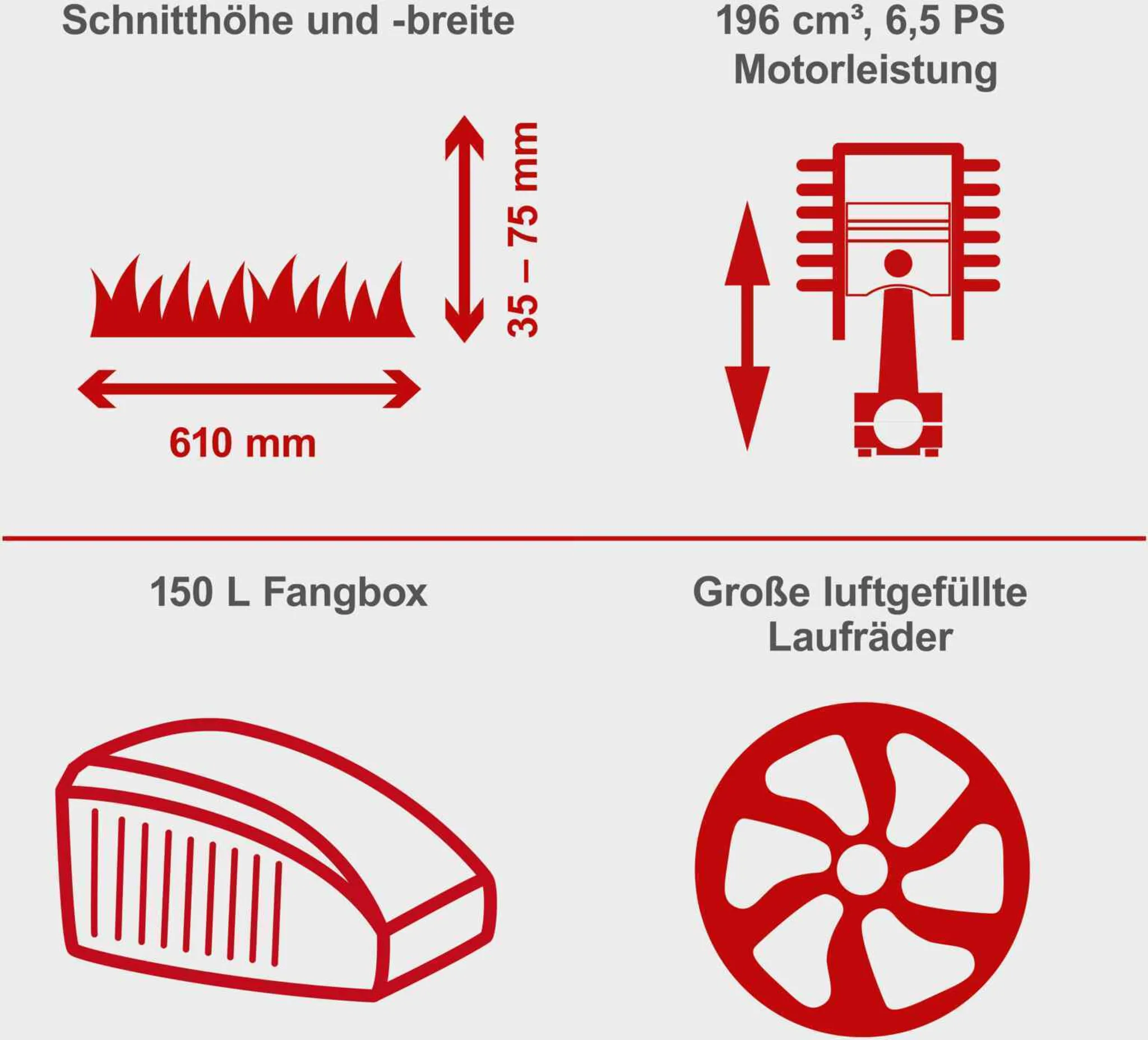 Scheppach Benzin Rasentraktor Aufsitzmäher MR196-61 | 6,5PS | Schnittbreite 61cm | 5 Höhenverstellung | E-Start | 150L | 4xVorwärts / 1xRückwärtsgang – Bild 3