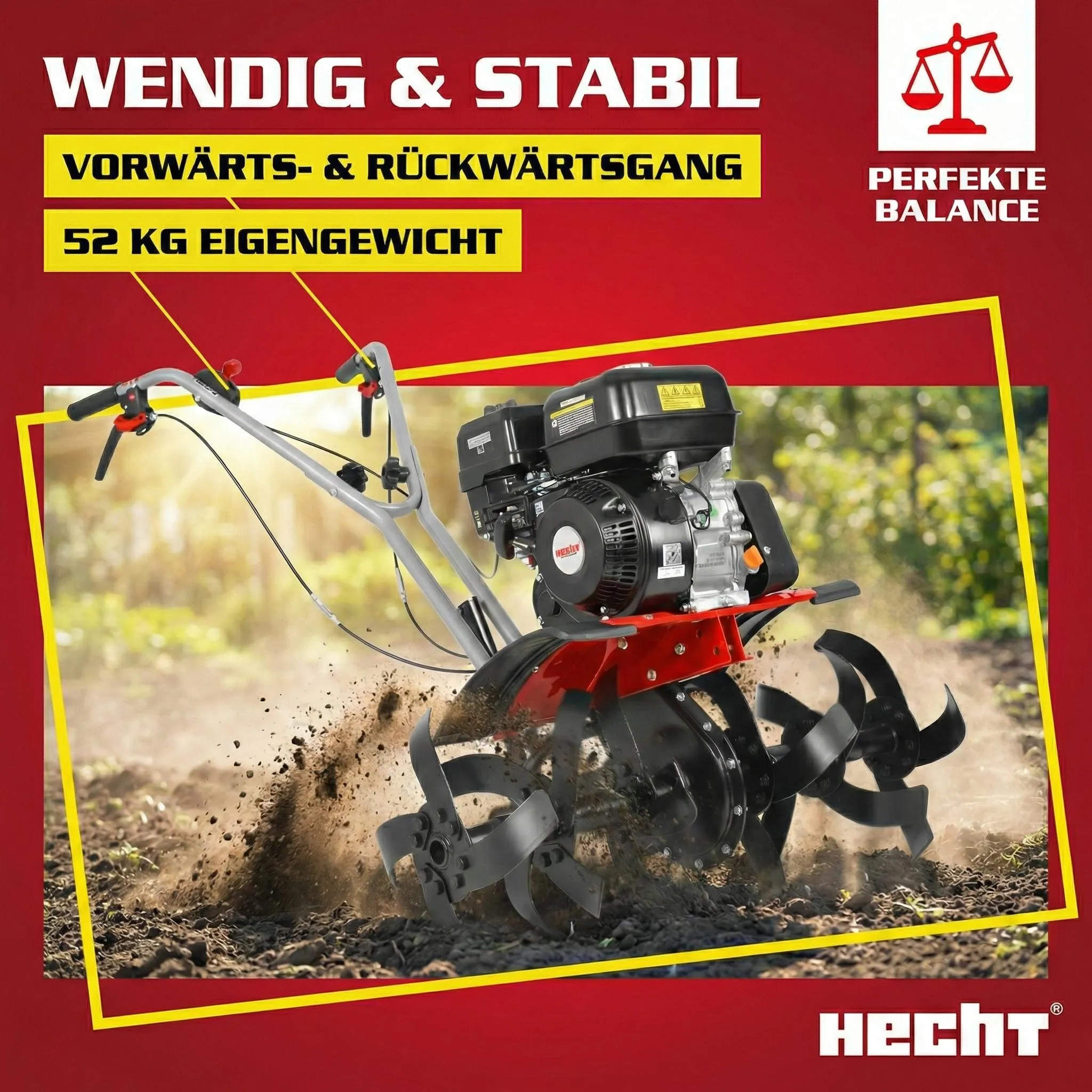 HECHT 785 Motorhacke Benzin | 32-84 cm Arbeitsbreite | 32 cm Arbeitstiefe | 6,5 PS | 4,5 kW | 196 cm³ – Bild 8
