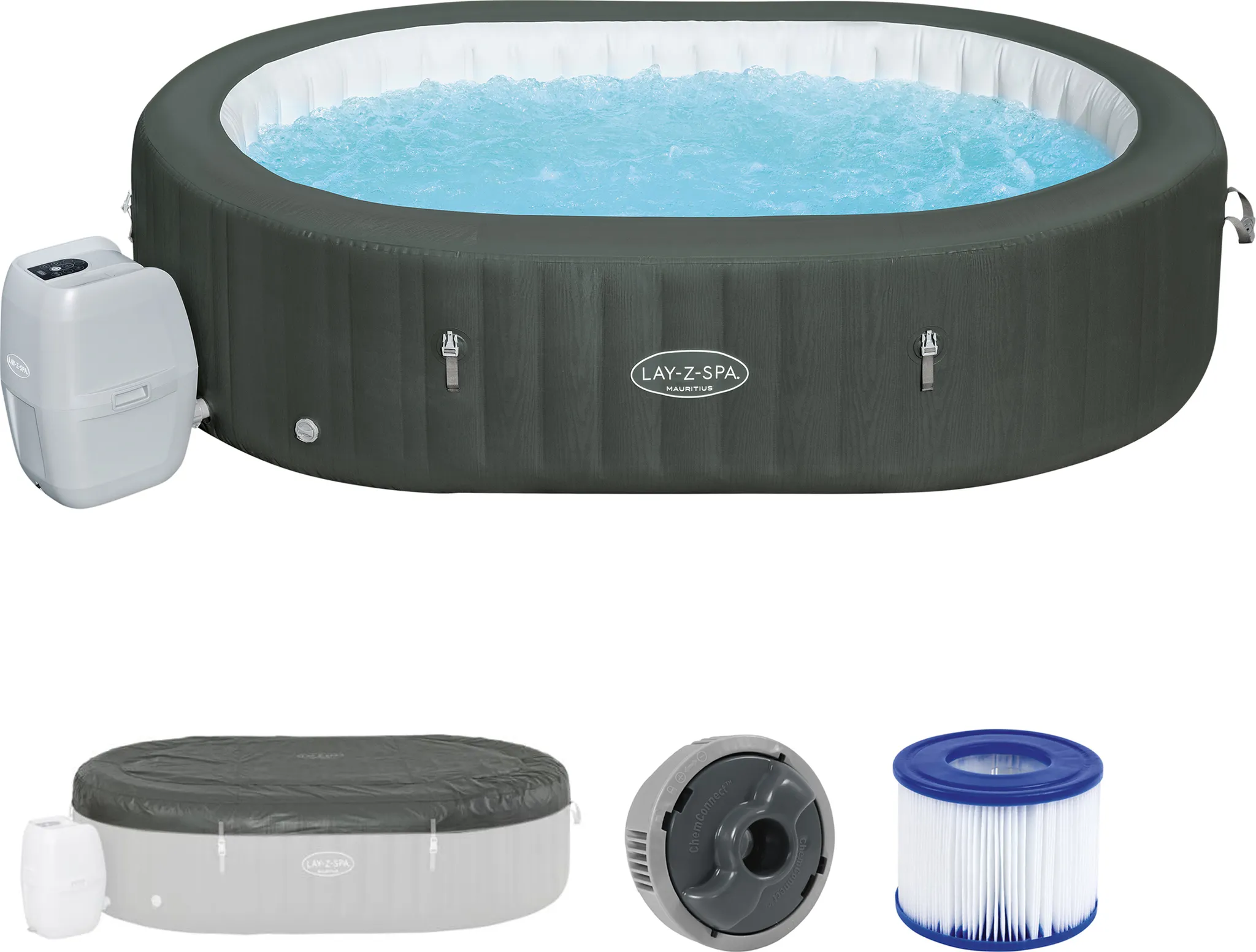 Bestway® LAY-Z-SPA® XXL WLAN-Whirlpool Mauritius AirJet™ 270 x 180 x 71 cm, oval – Bild 3