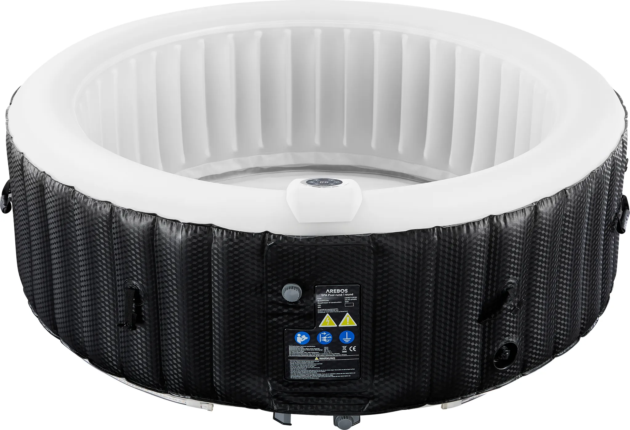 AREBOS Whirlpool, aufblasbar, 6 Pers., Ø 208 cm, 1000L, LED, 130 Düsen, Abdeckung – Bild 10