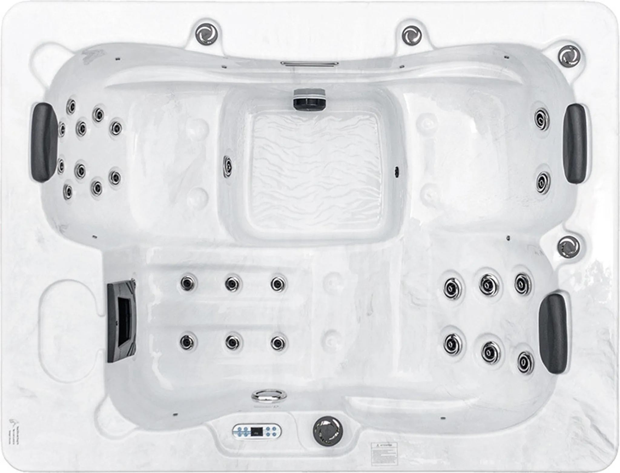 HOME DELUXE - Outdoor Whirlpool - WHITE MARBLE PURE - Maße: 210 x 160 x 85 cm - Inkl. Heizung, 27 Massagedüsen und 9 Lichtquellen I Außen Whirlpool Spa für 3 Personen – Bild 4