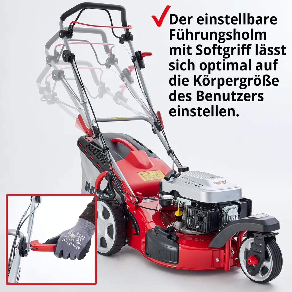 HECHT 5483 SW Rasenmäher Benzin | mit Antrieb | 46 cm Schnittbreite | 5in1 | 5 PS | 3-Rad | 60L Grasfangkorb – Bild 5