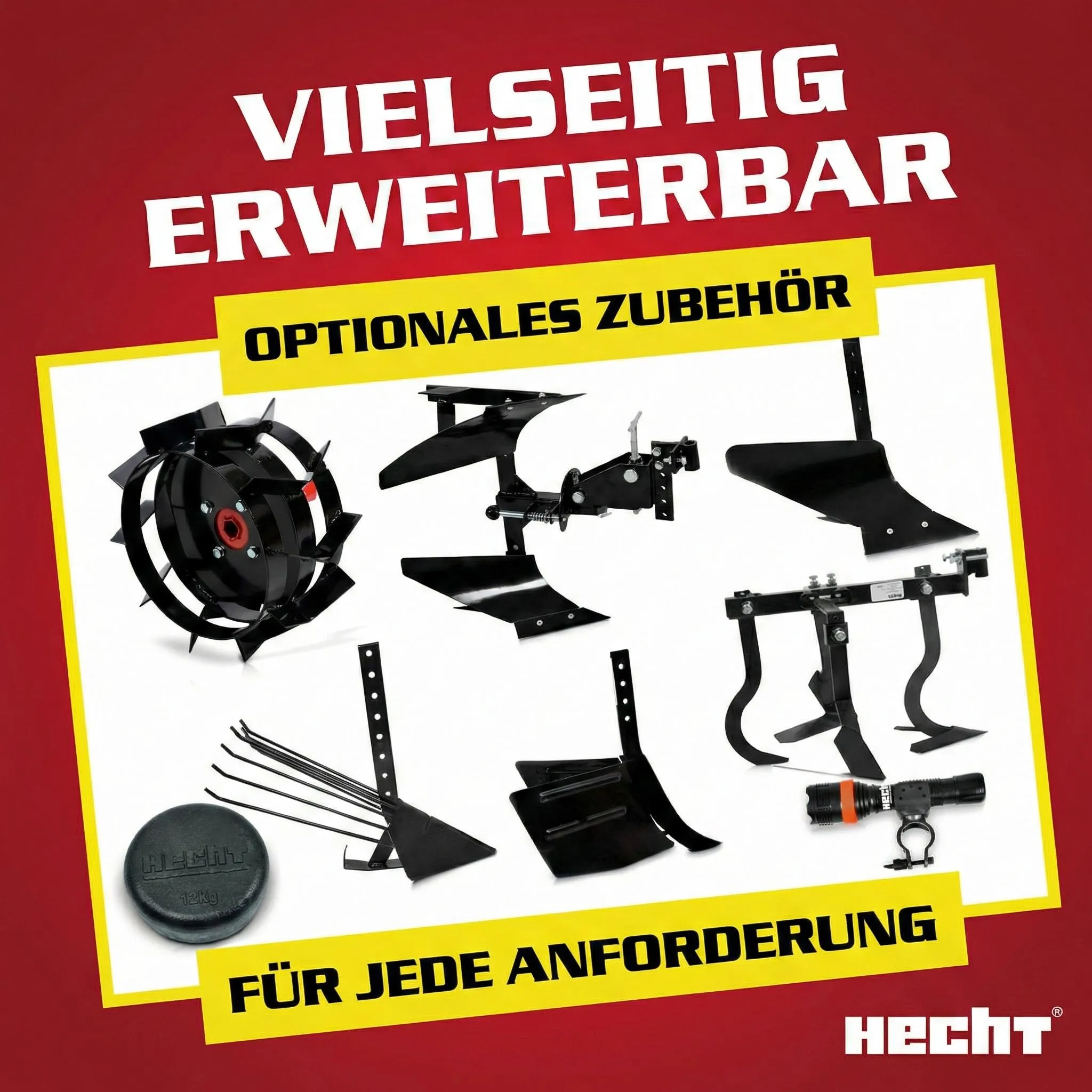 HECHT 7100 Motorhacke Benzin | mit Anhänger | Kupplung | Räder | 104 cm Arbeisbtreite | 7 PS – Bild 2