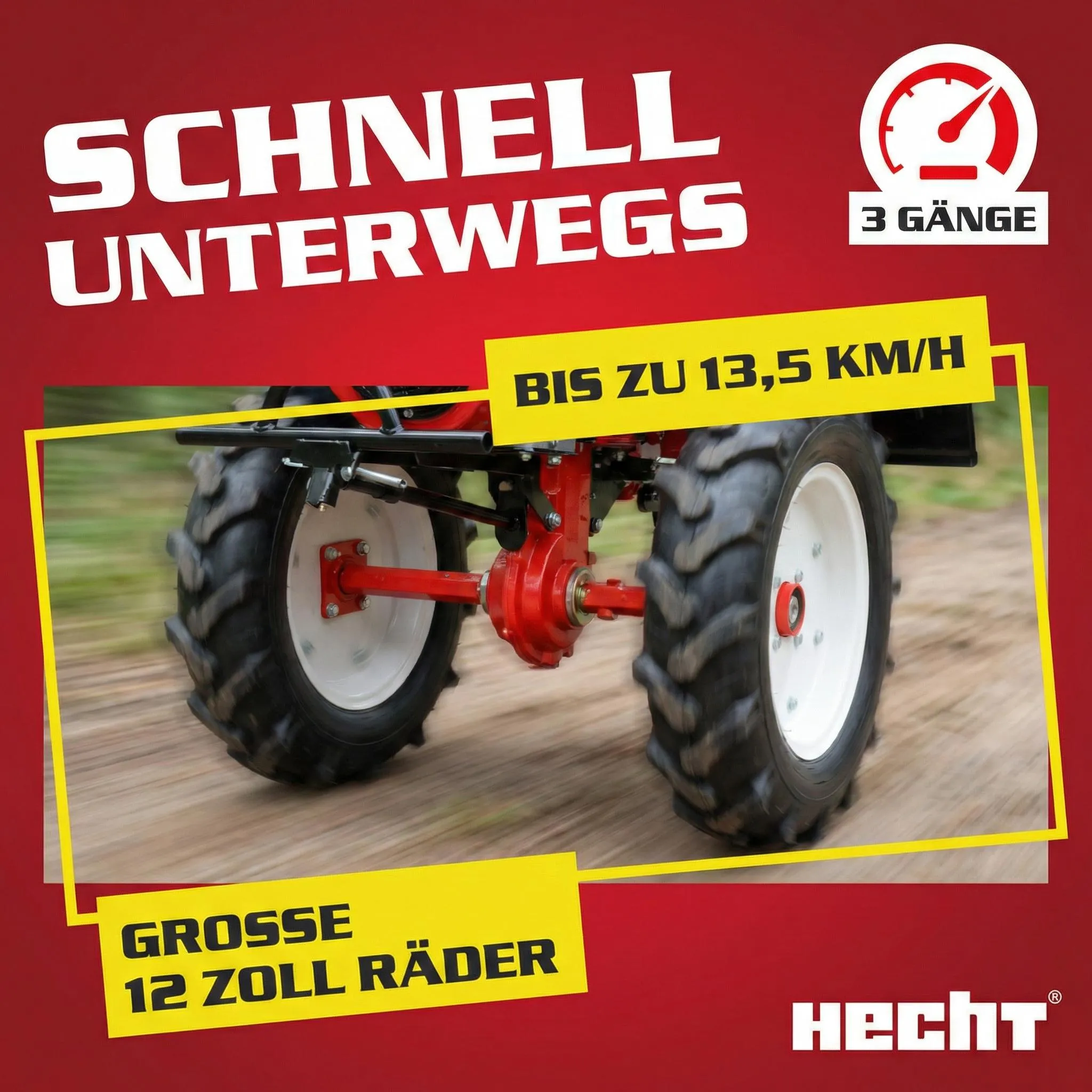 HECHT 7100 Motorhacke Benzin | mit Anhänger | Kupplung | Räder | 104 cm Arbeisbtreite | 7 PS – Bild 5